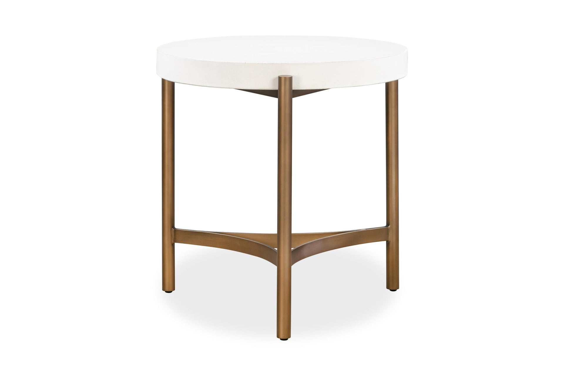 Lyon Round White Concrete and Metal Side Table - What A Room