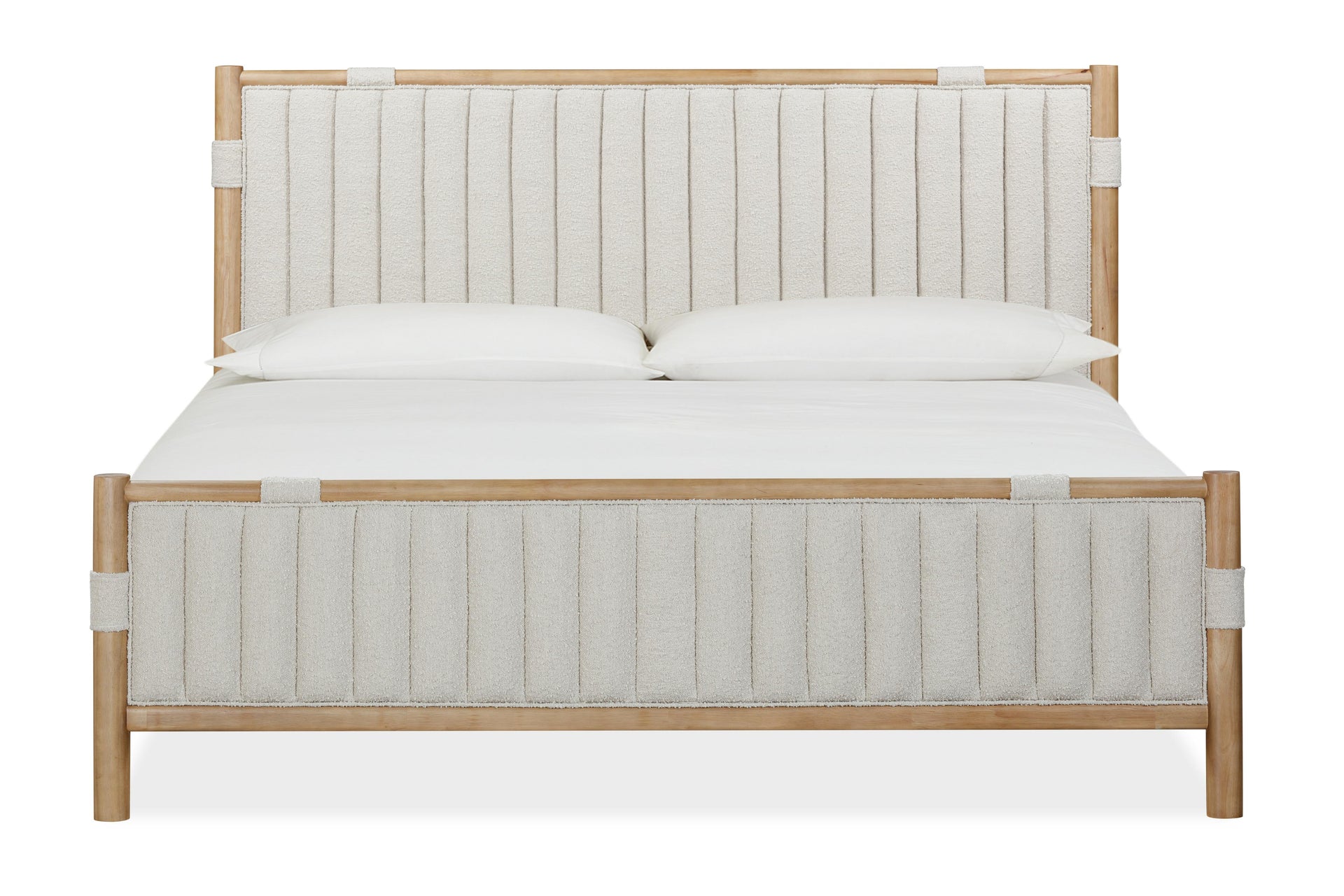 Furano Upholstered Panel Bed in Ginger and Brun Boucle - What A Room
