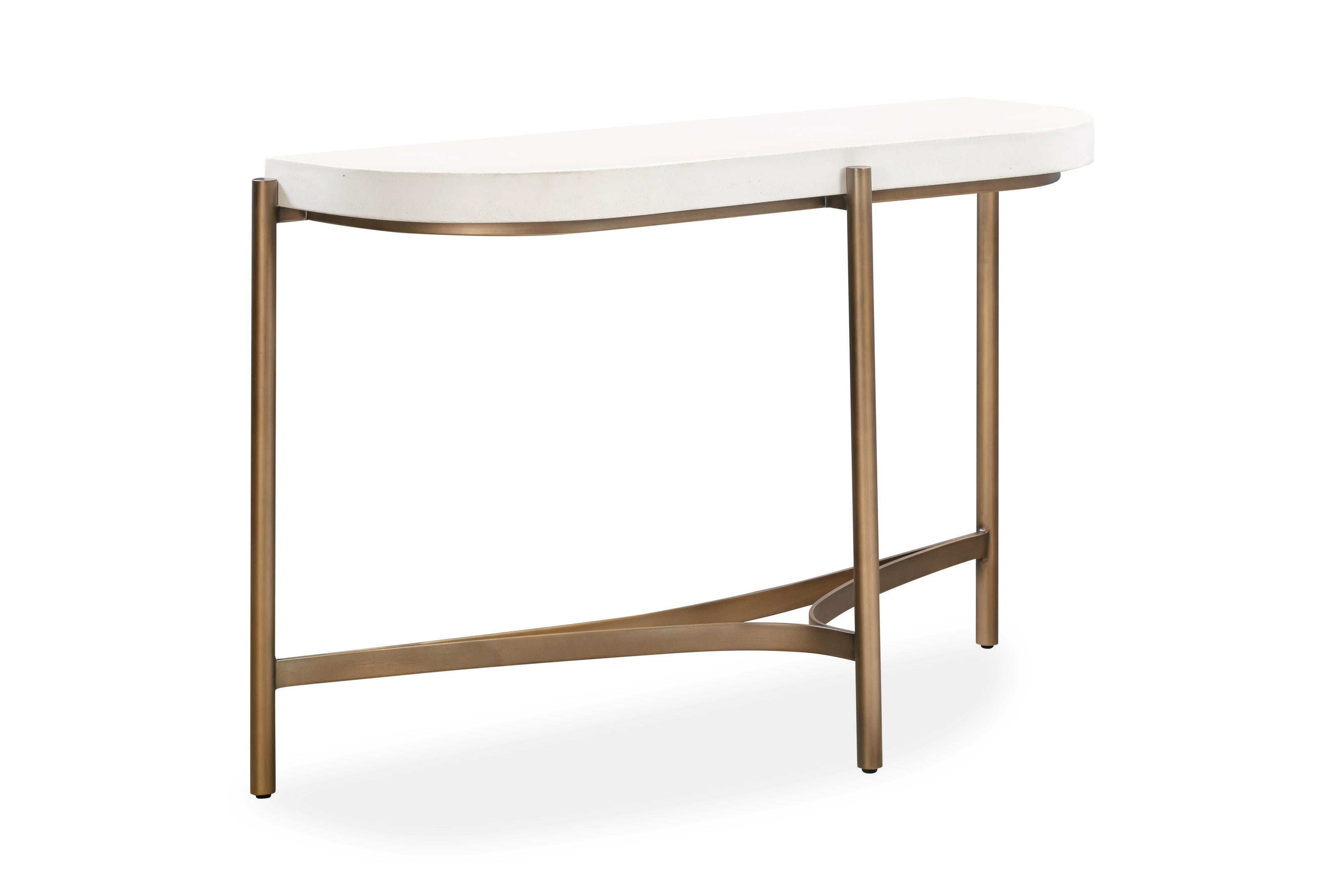 Lyon Semi-circular White Concrete and Metal Console Table - What A Room