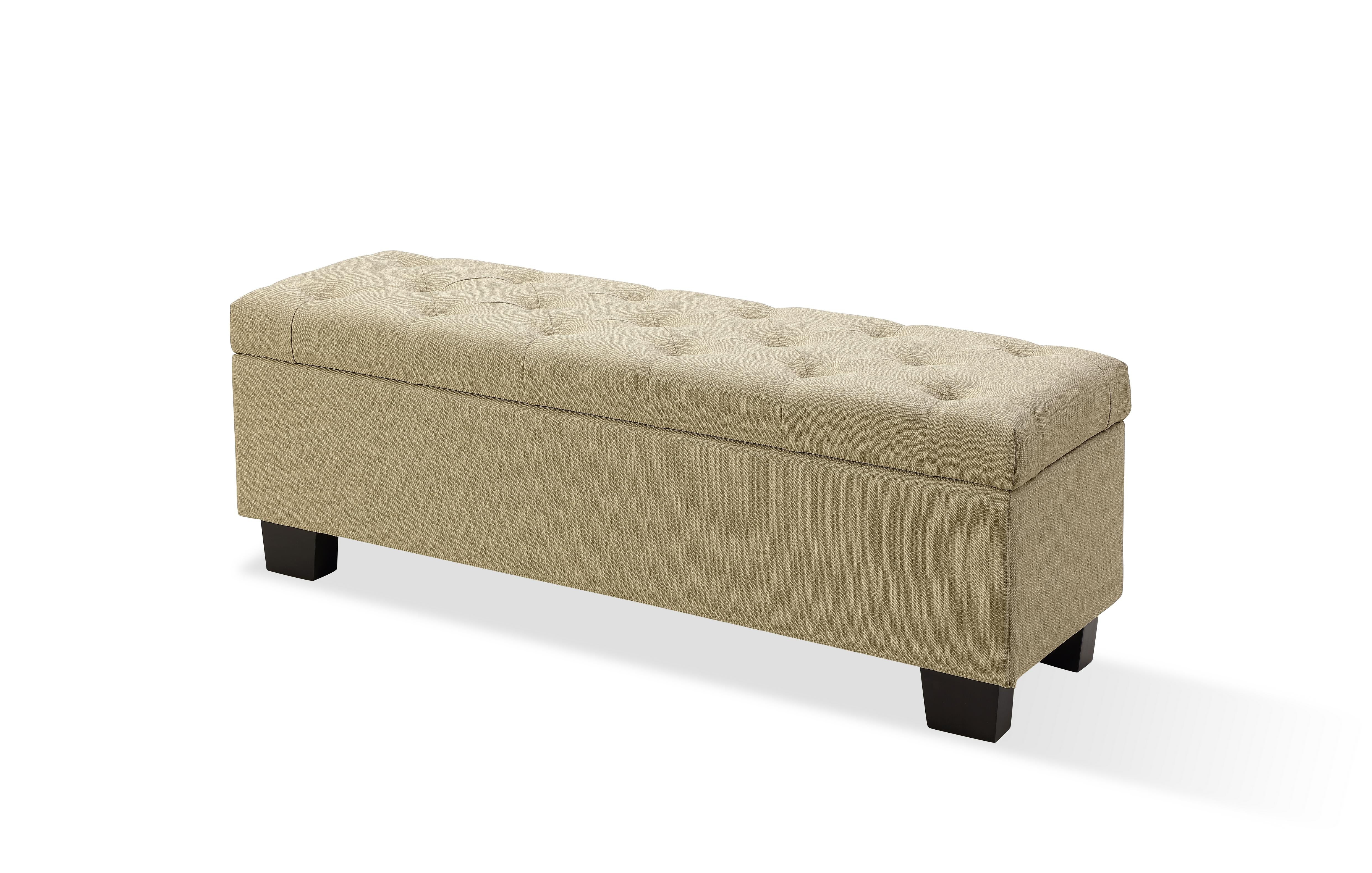 Levi Tufted Storage Bench in Toast Linen - What A Room