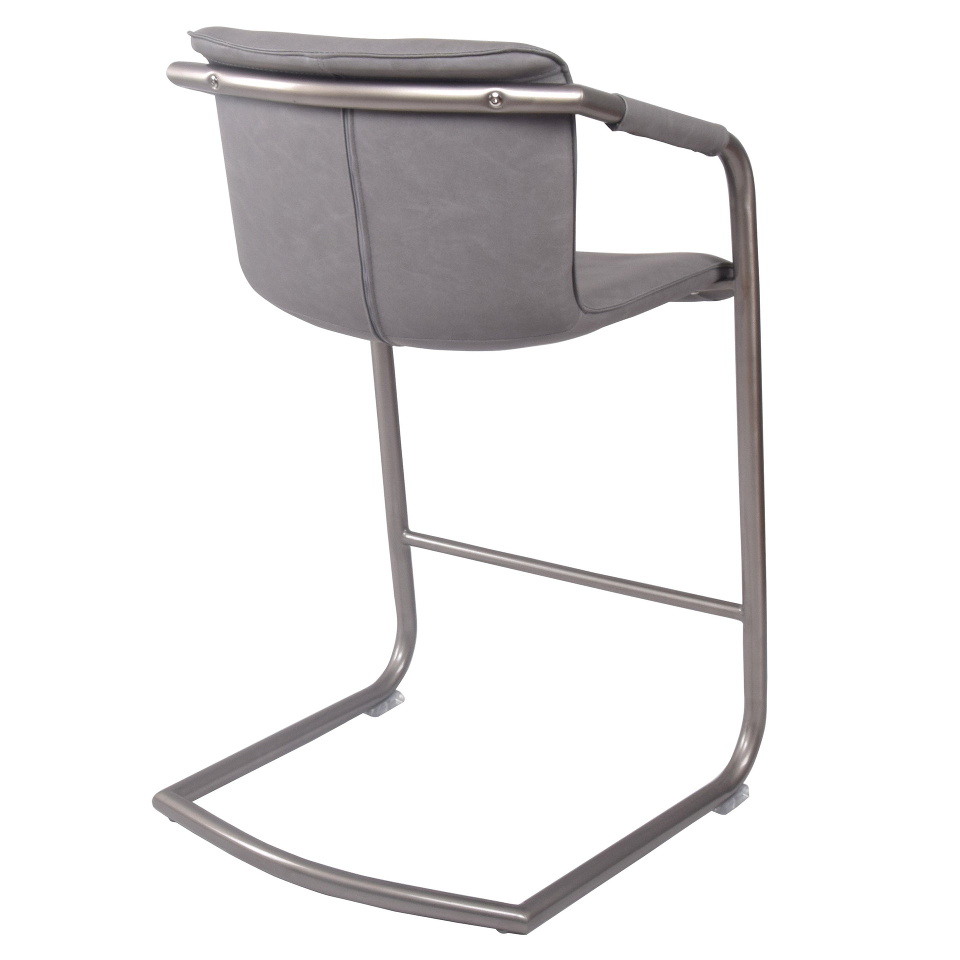 Indy Faux Leather Counter Stool w/ Arms Silver Frame (Set of 2) - What A Room