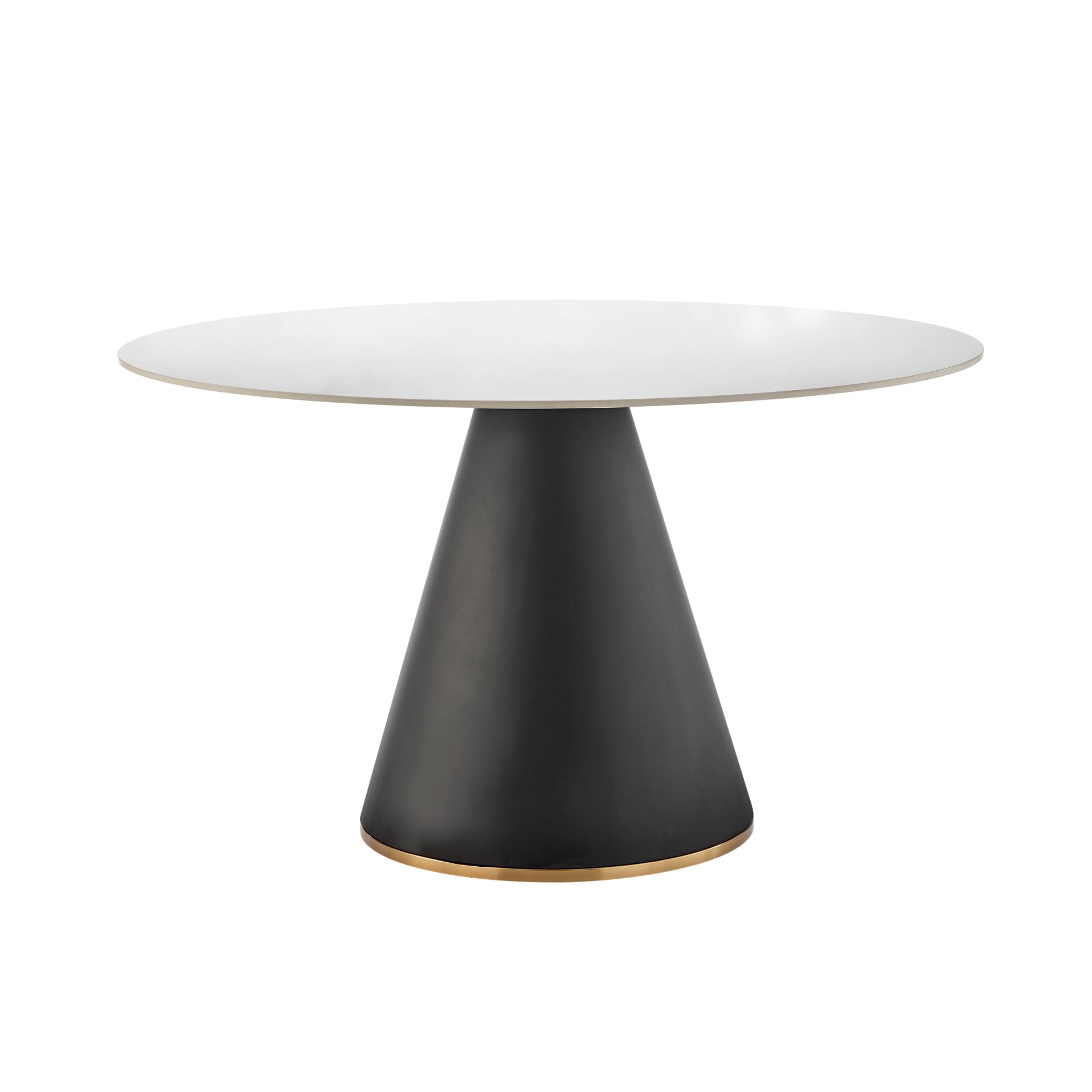 Geneva Ceramic Top 51" Round Dining Table w/ Gold Trim - What A Room