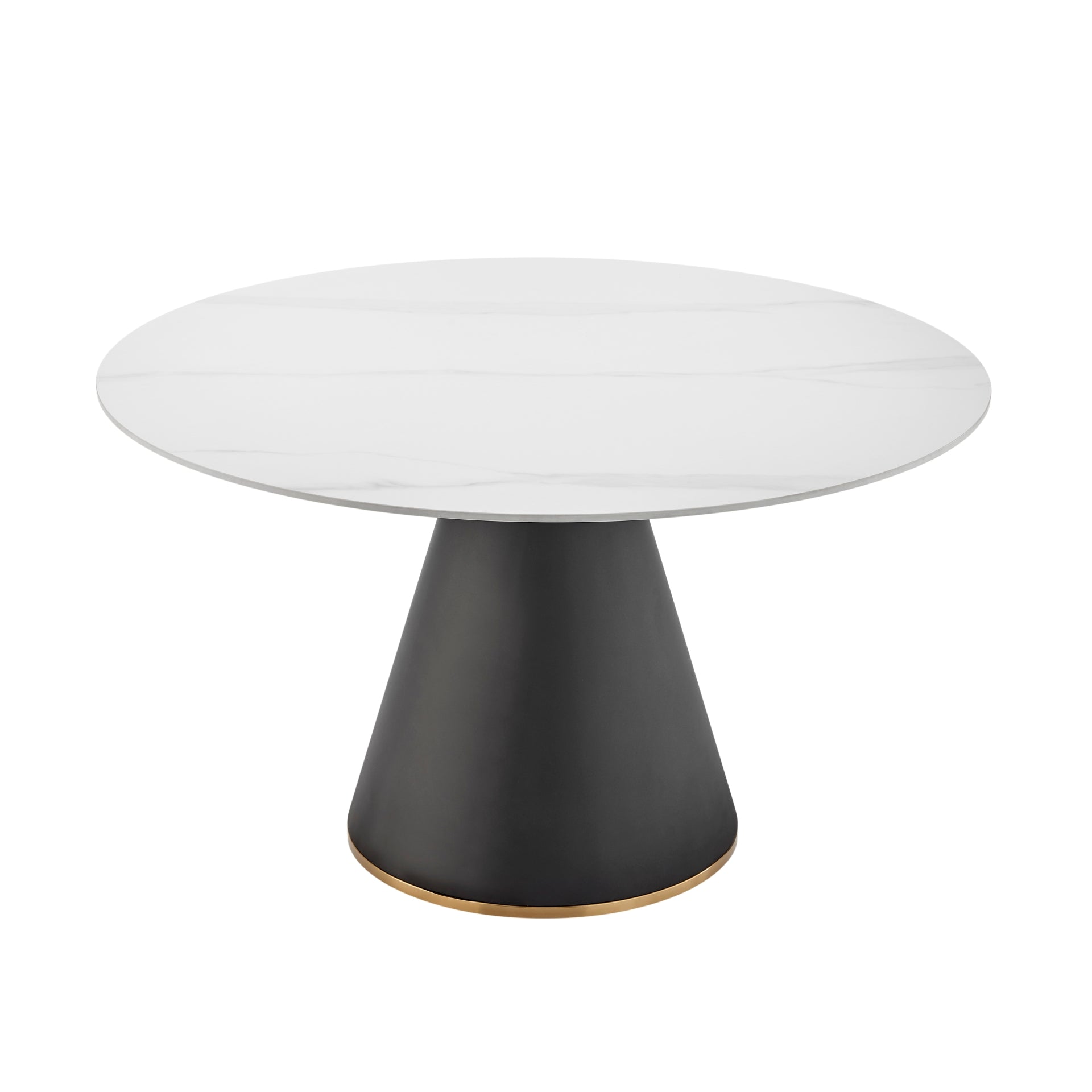 Geneva Ceramic Top 51" Round Dining Table w/ Gold Trim - What A Room