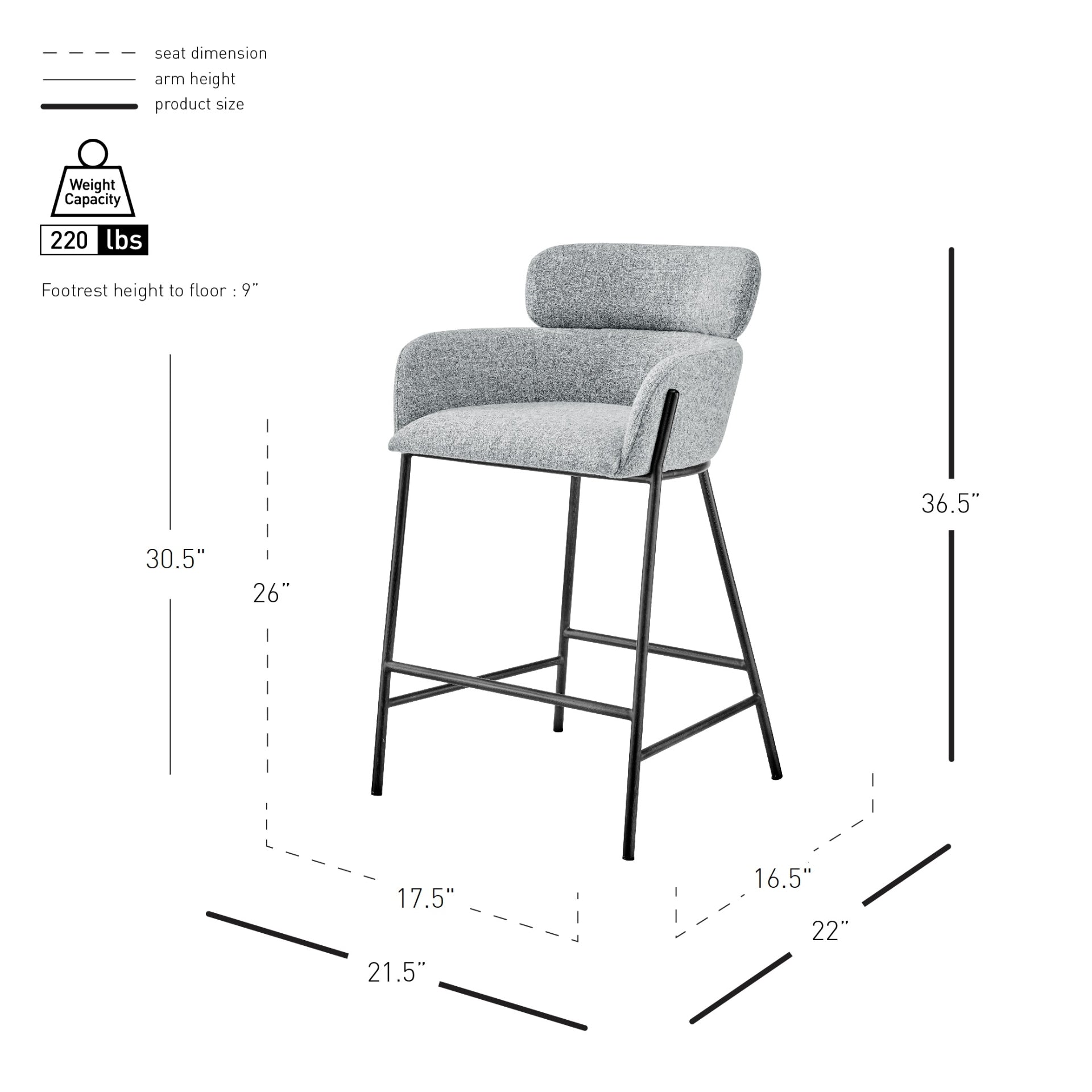 Finley Chenille Counter Stool - What A Room