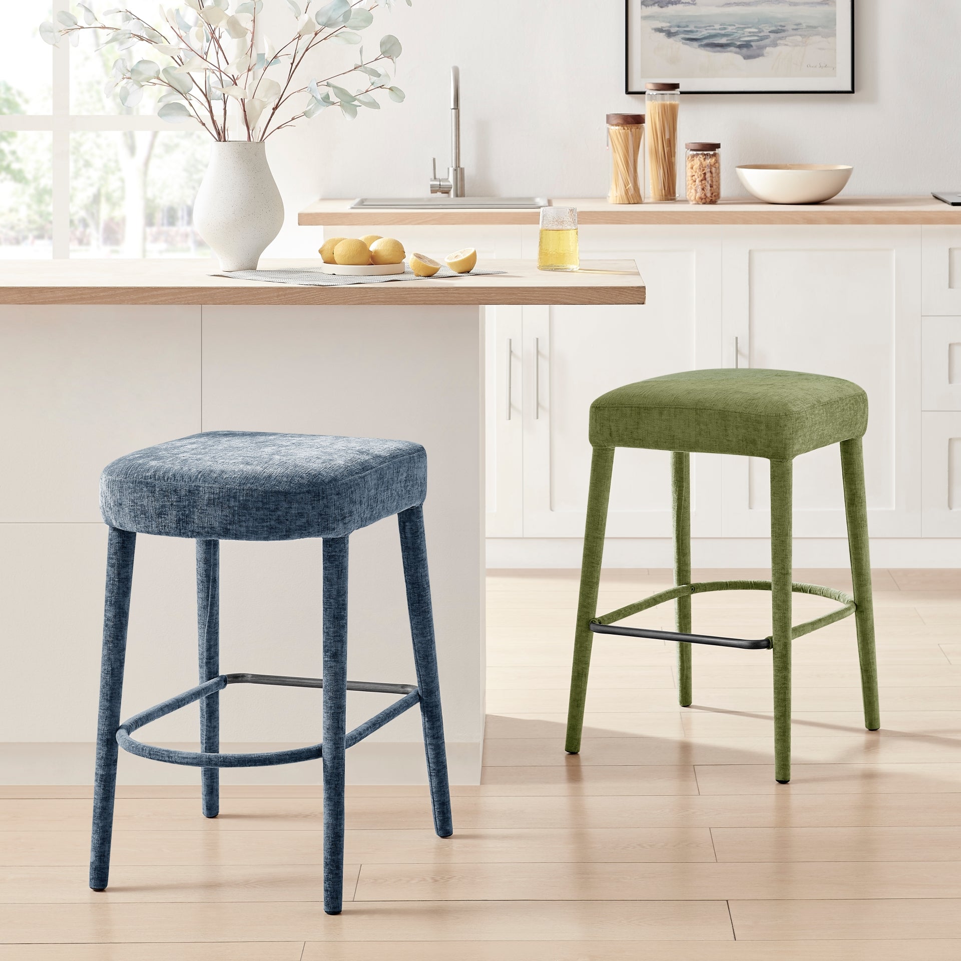 Rylee Chenille Backless Counter Stool (Set of 2) - What A Room