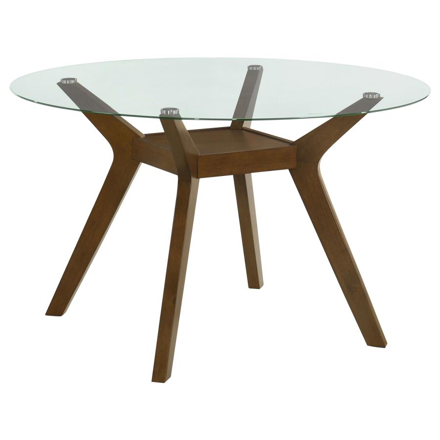 Paxton Round 48-inch Glass Top Wood Dining Table Brown - What A Room