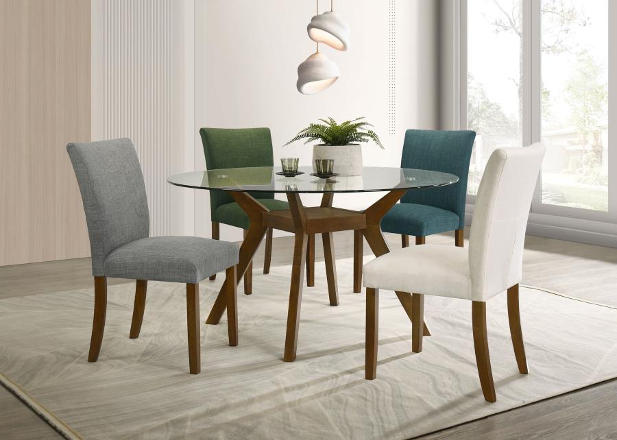 Paxton Round 48-inch Glass Top Wood Dining Table Brown - What A Room