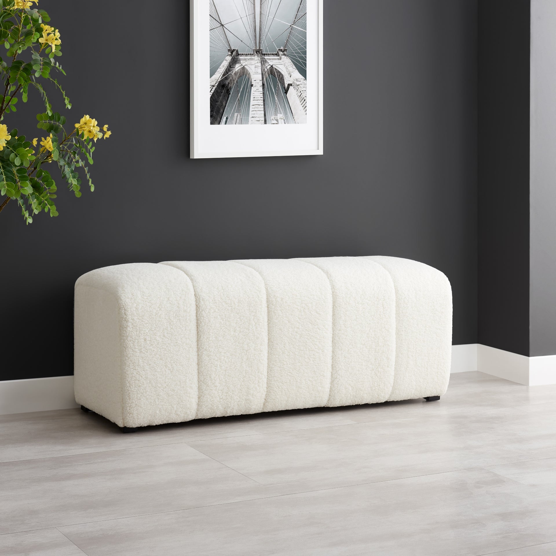 Cassy Faux Shearling Bench - What A Room