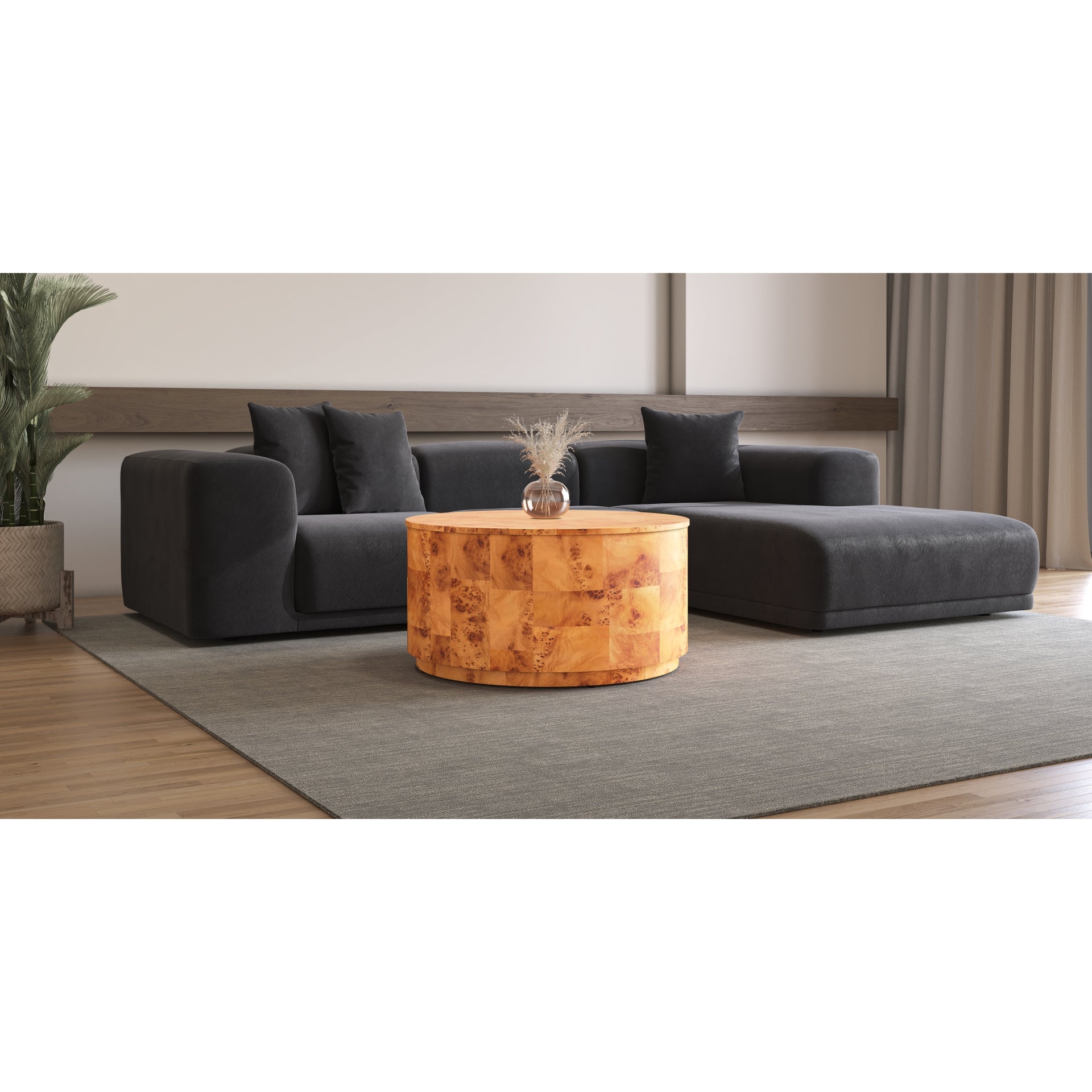 Arsenio Burl Wood Round Coffee Table - What A Room