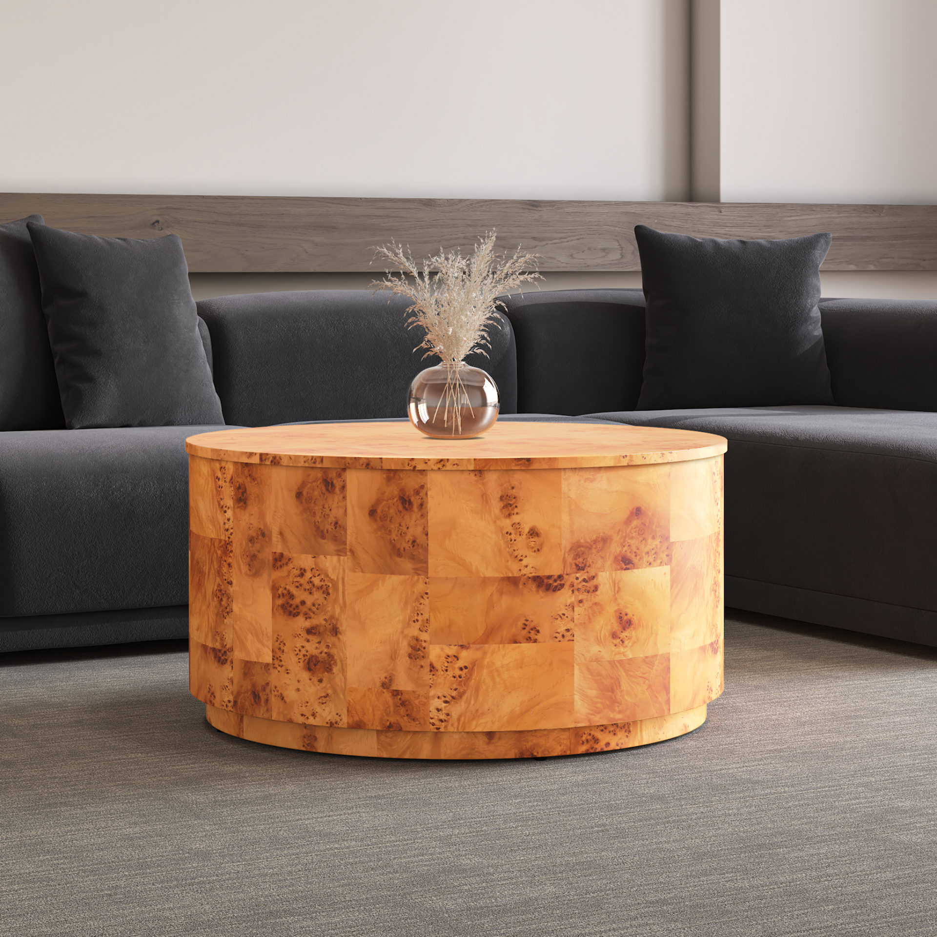 Arsenio Burl Wood Round Coffee Table - What A Room