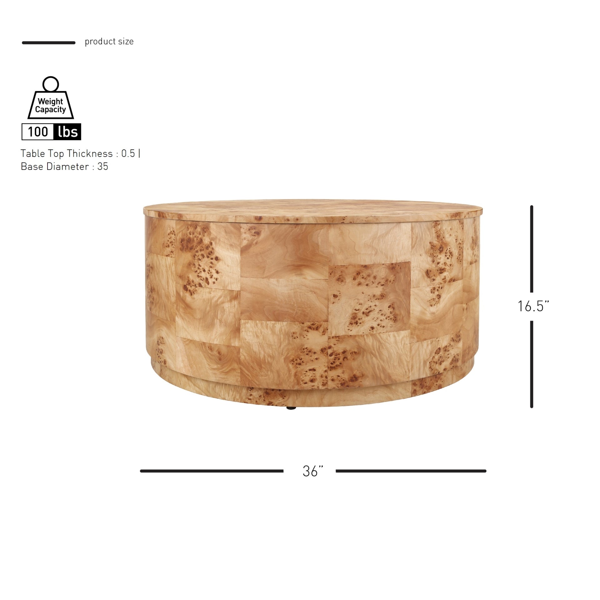 Arsenio Burl Wood Round Coffee Table - What A Room