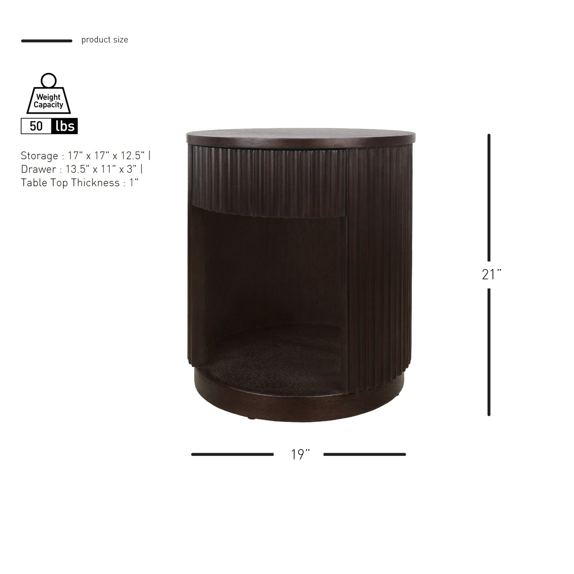 Truro Round Nightstand/Side Table - What A Room