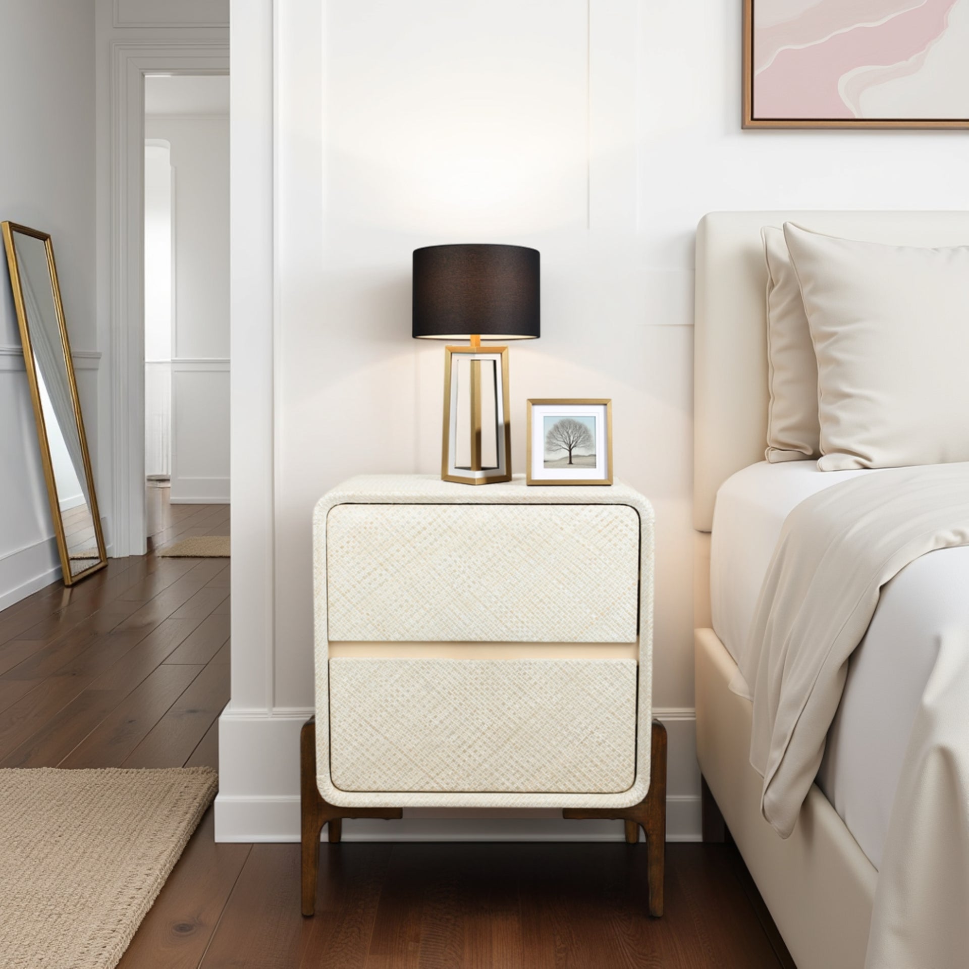 Lotie Nightstand/Side Table 2 Drawers Walnut Legs - What A Room