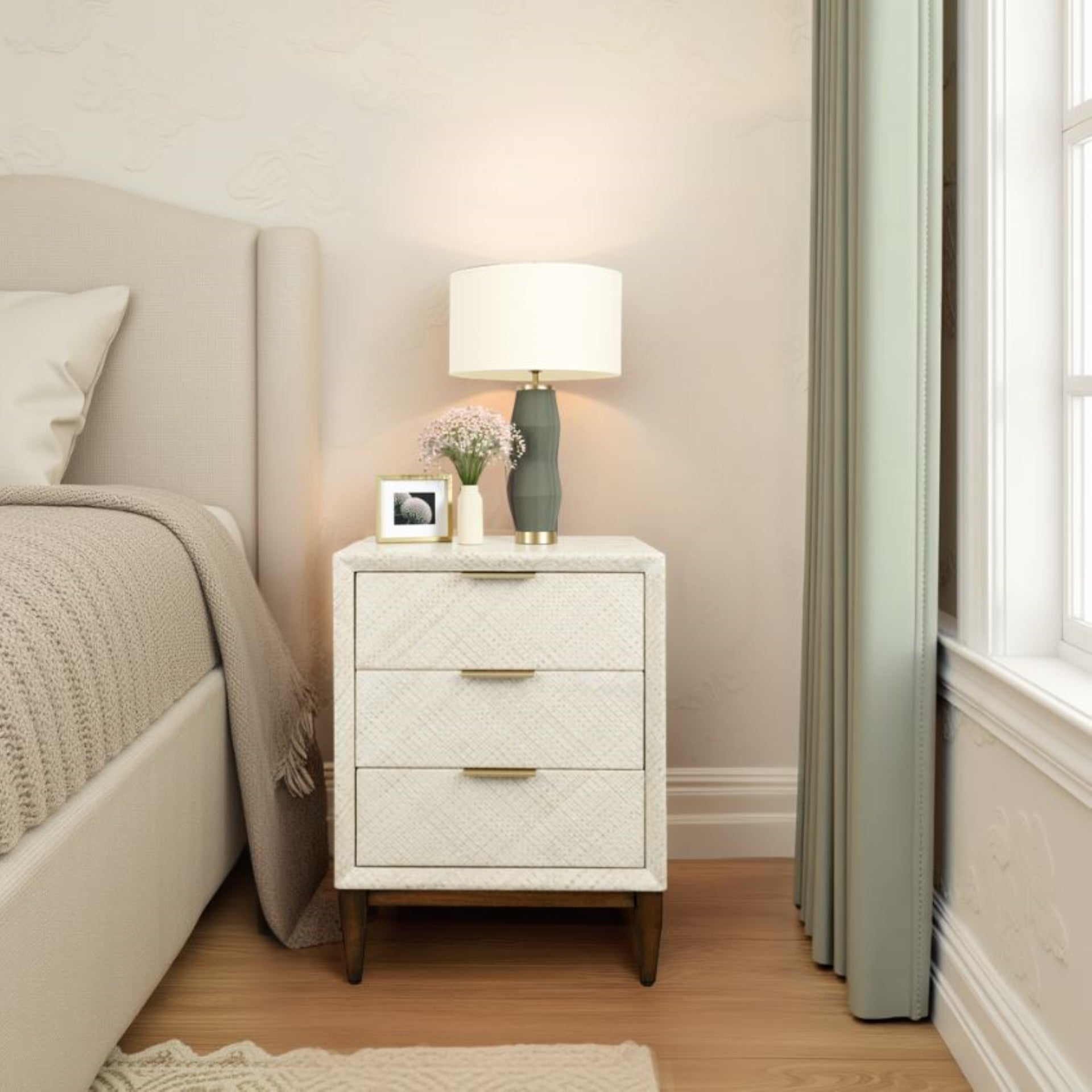 Brinley Nightstand/Side Table 3 Drawers Walnut Legs - What A Room