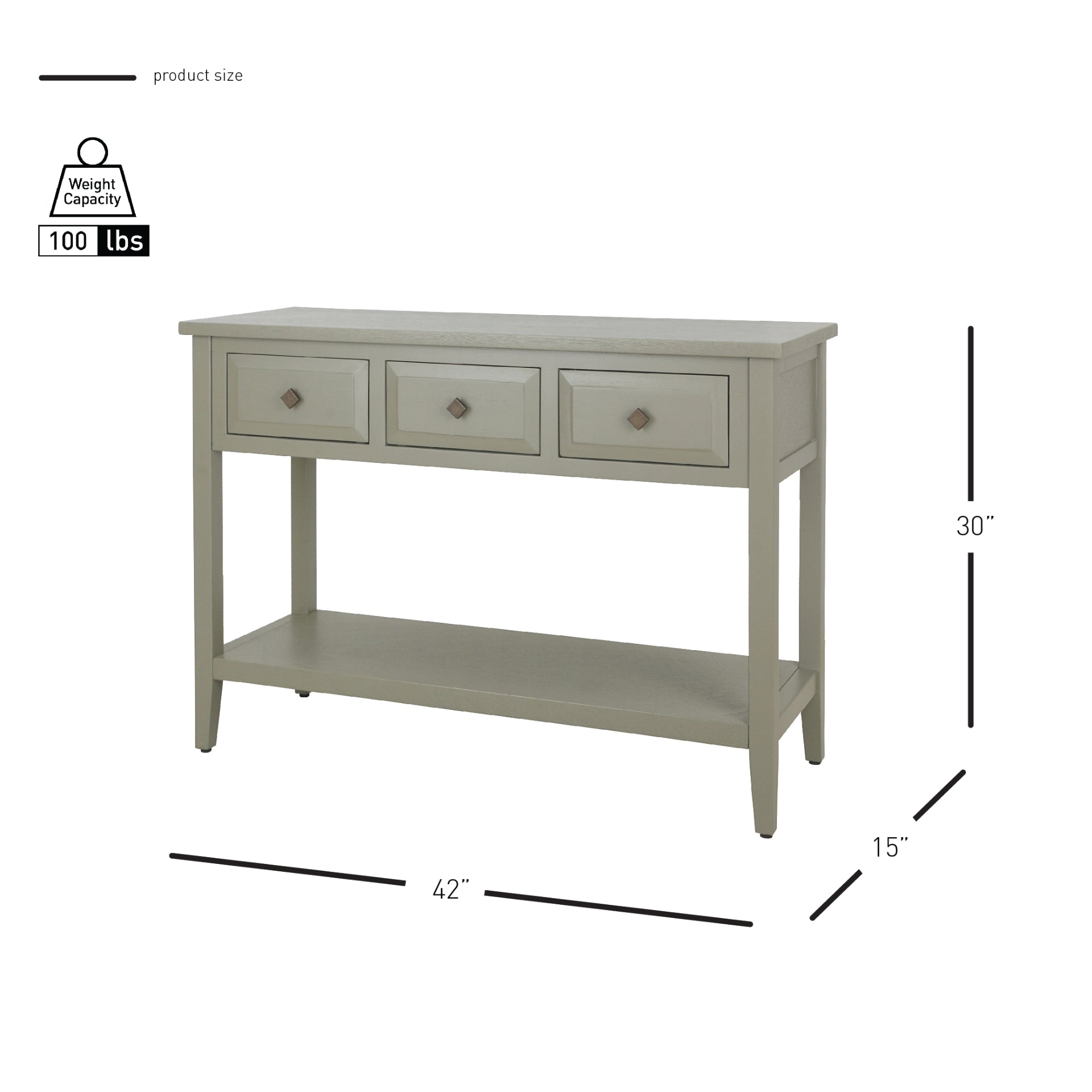 Wexford Console Table 3 Drawers w/ Shelf - What A Room