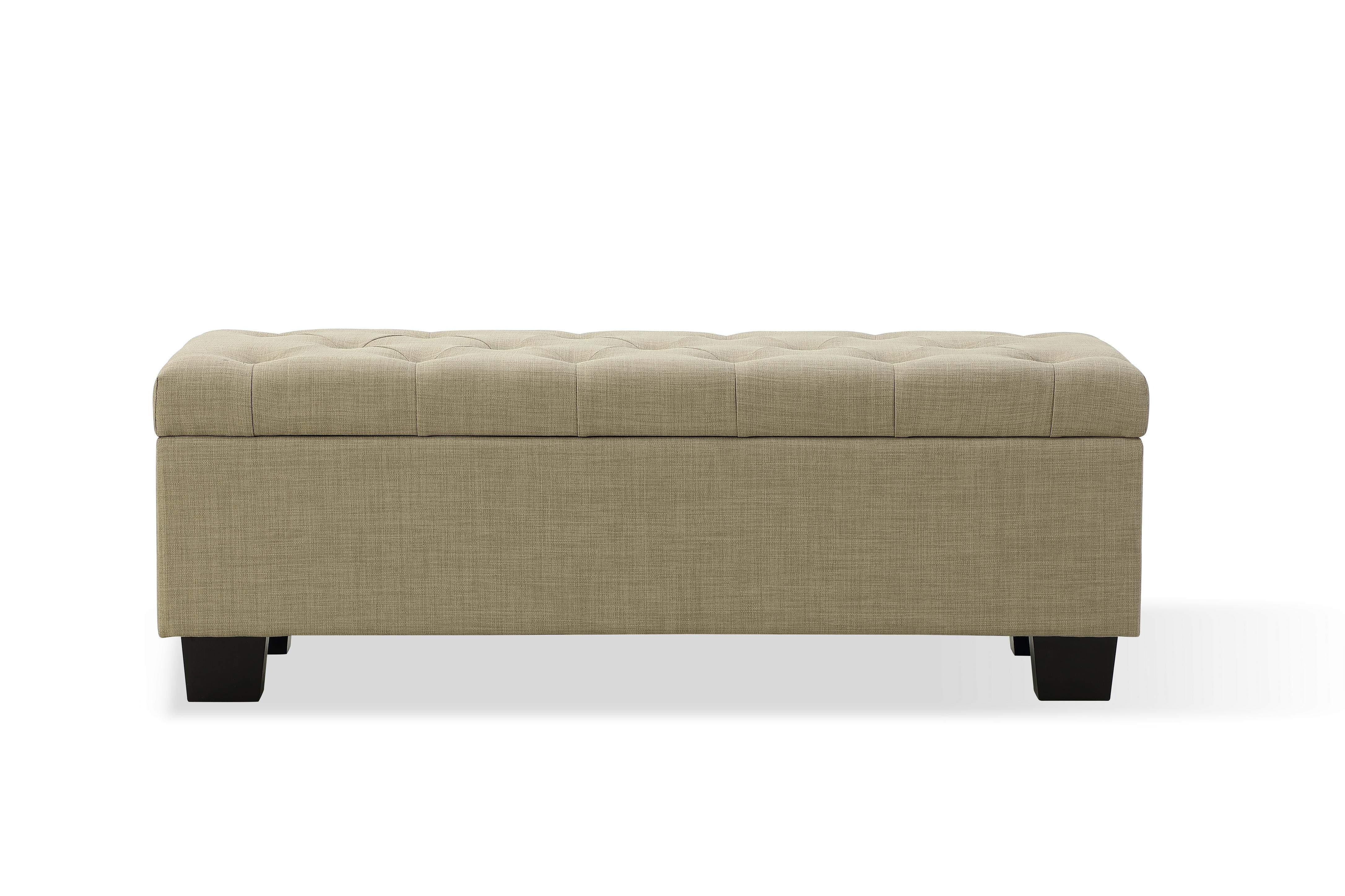 Levi Tufted Storage Bench in Toast Linen - What A Room