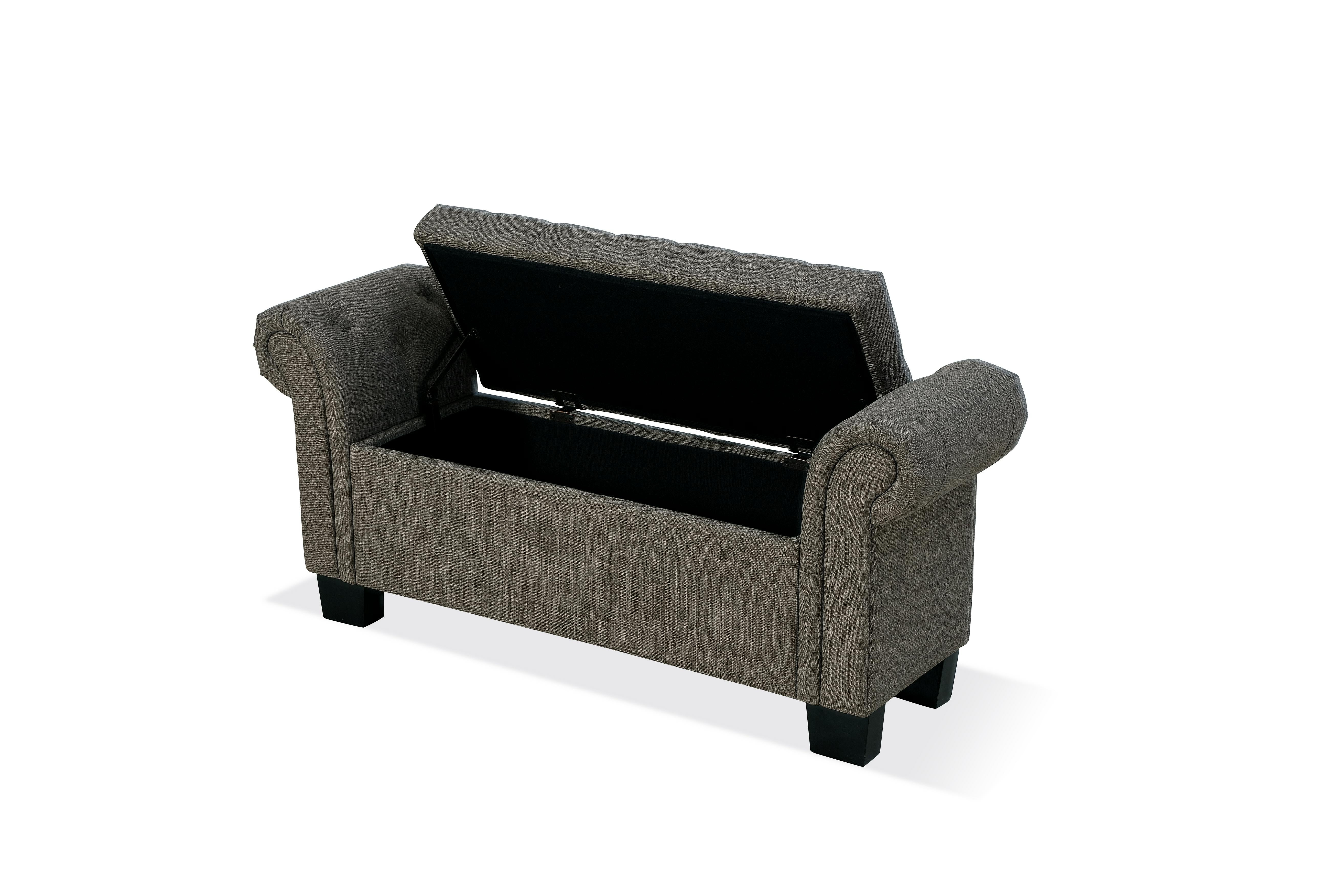 Royal Rolled Arm Storage Bench in Dolphin Linen - What A Room