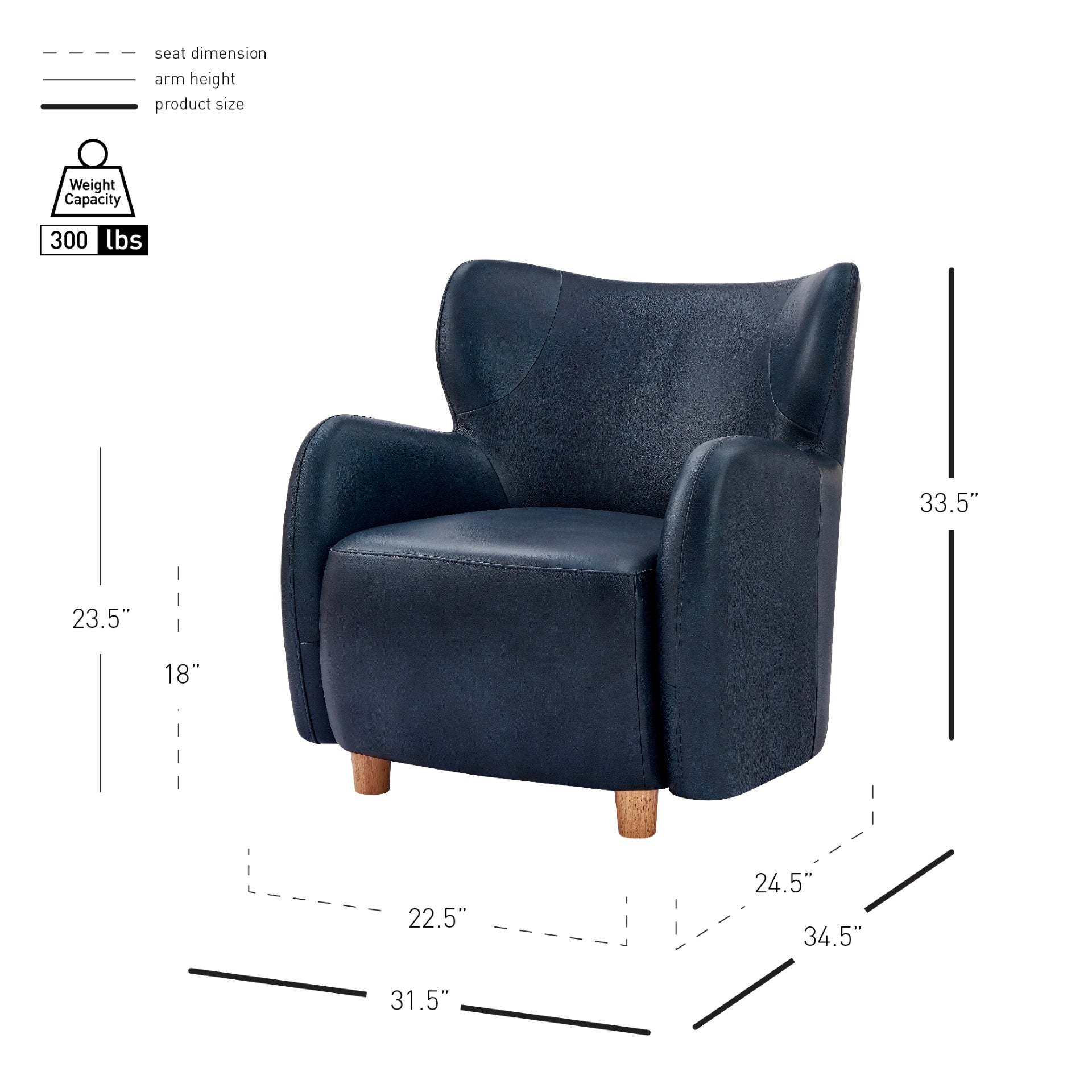 Tiffany Top Grain Leather Accent Arm Chair - What A Room