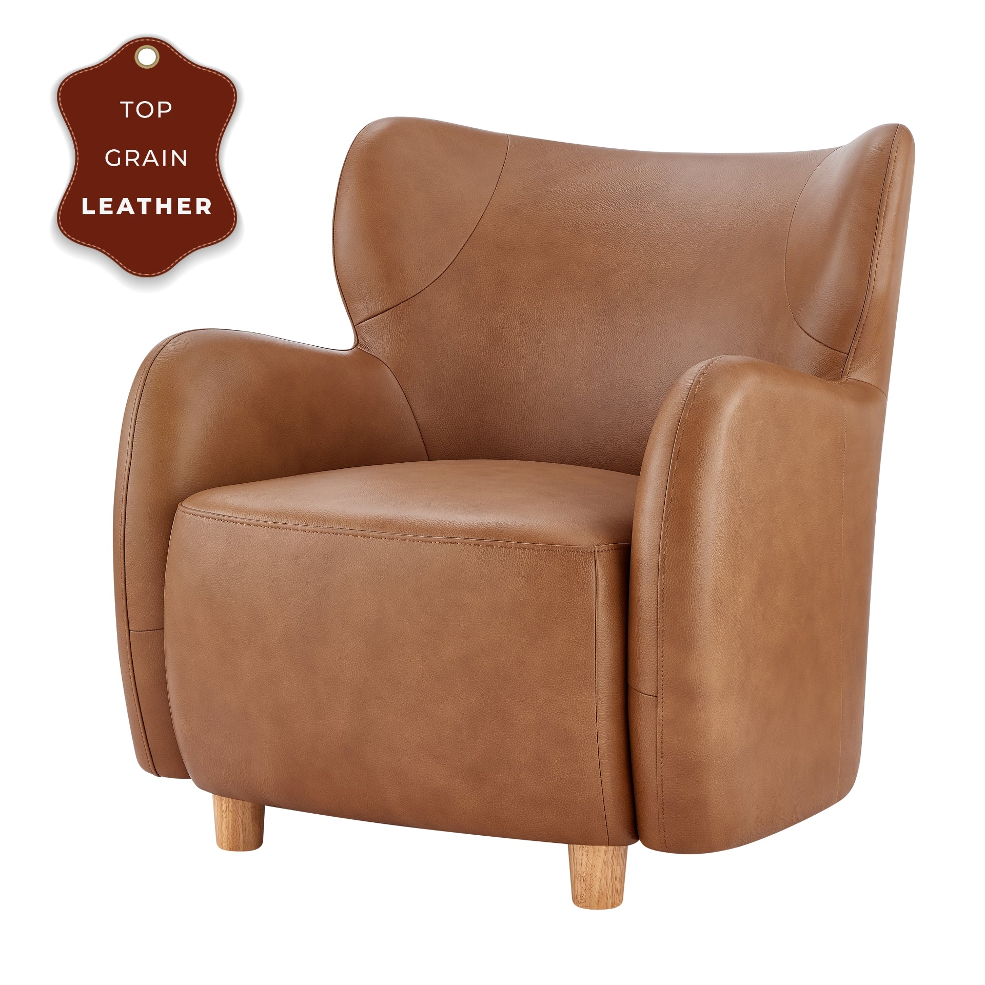 Tiffany Top Grain Leather Accent Arm Chair - What A Room