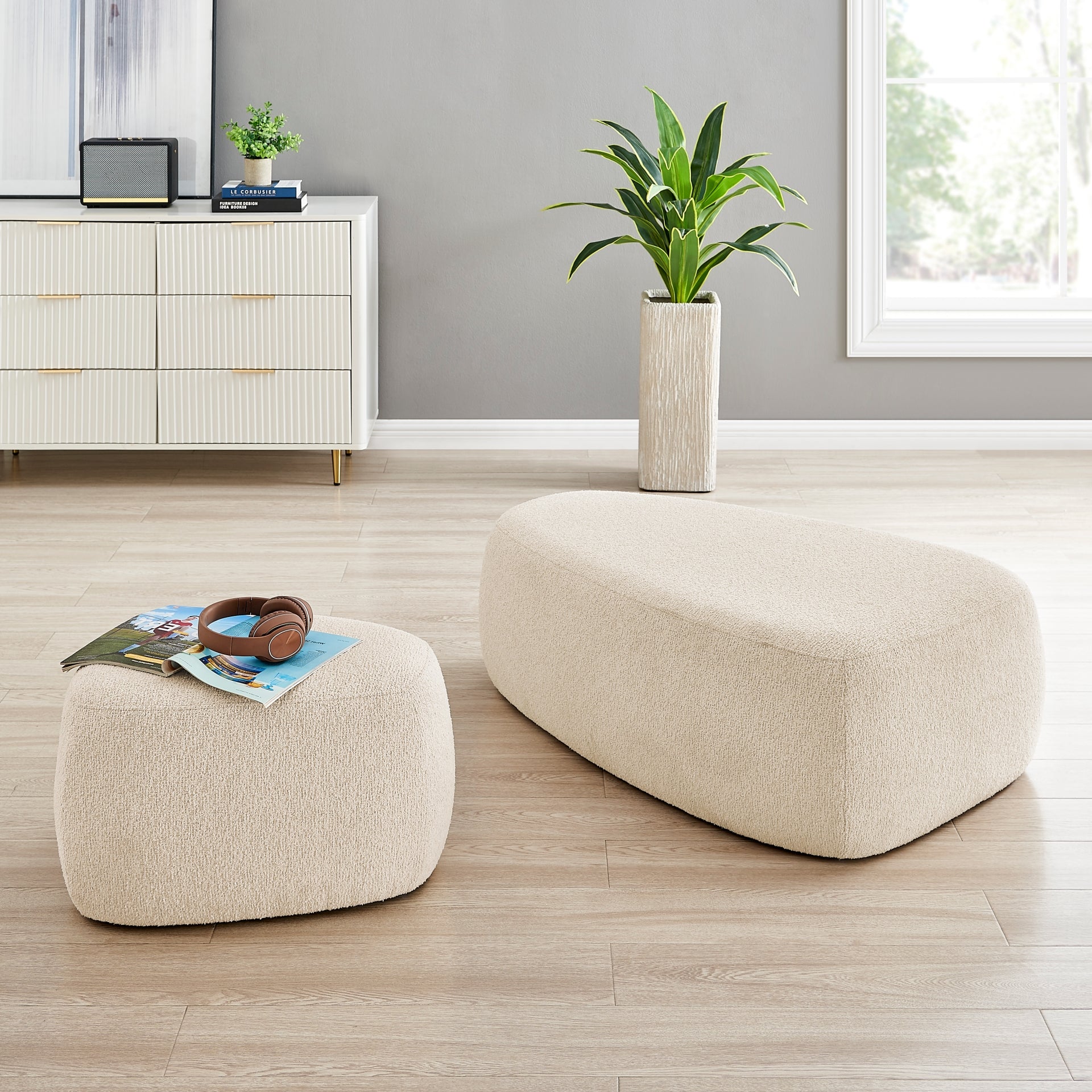 Carlese Fabric Big Ottoman - What A Room