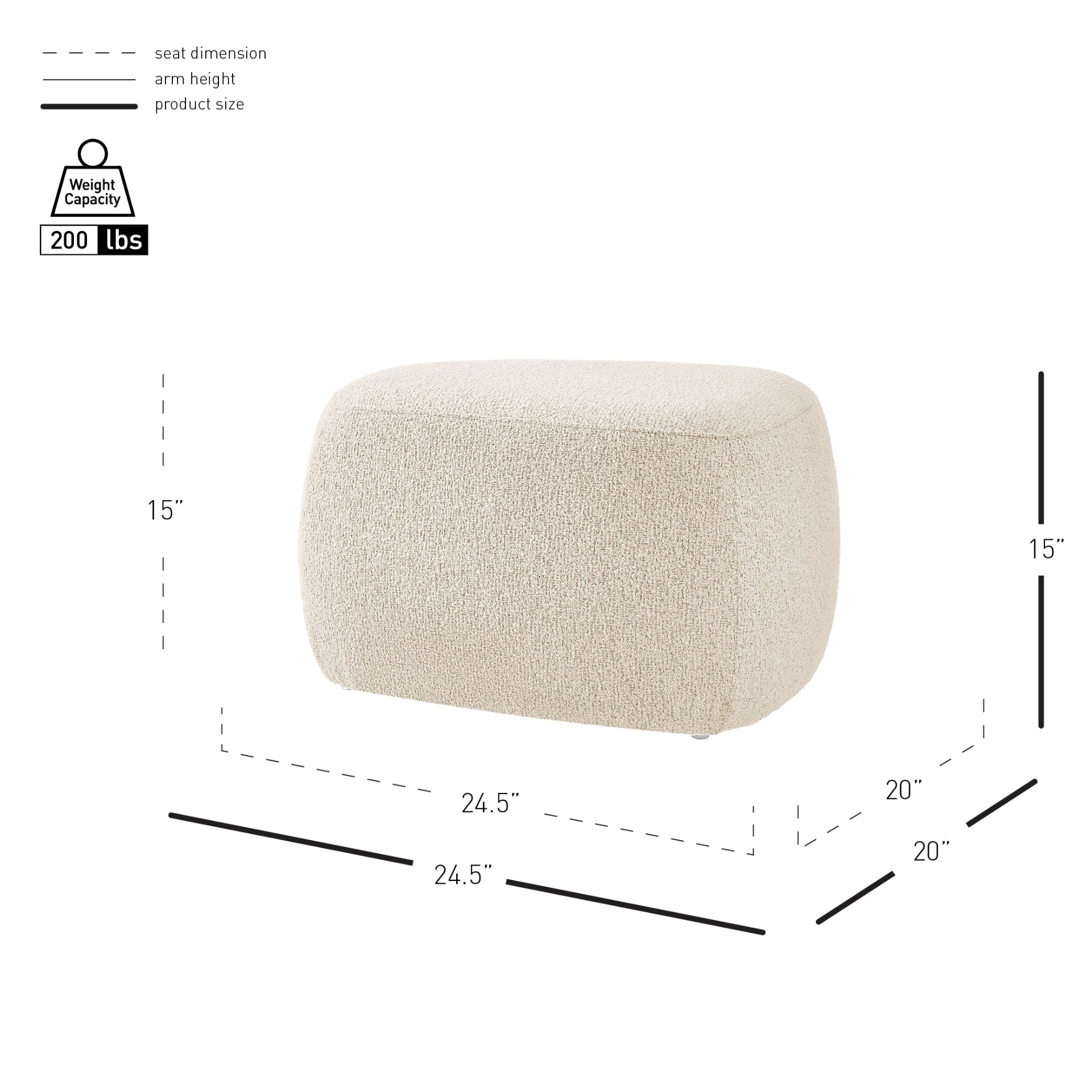 Carlese Fabric Small Ottoman - What A Room
