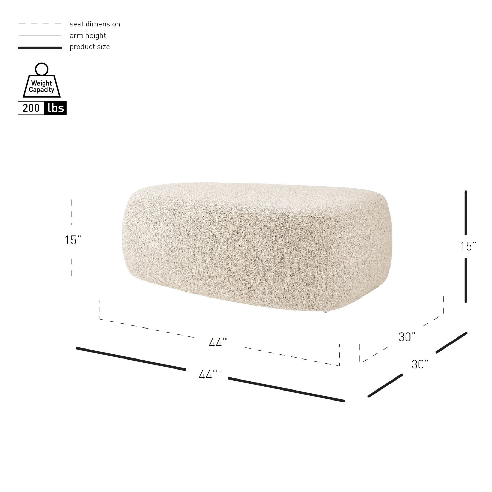 Carlese Fabric Big Ottoman - What A Room