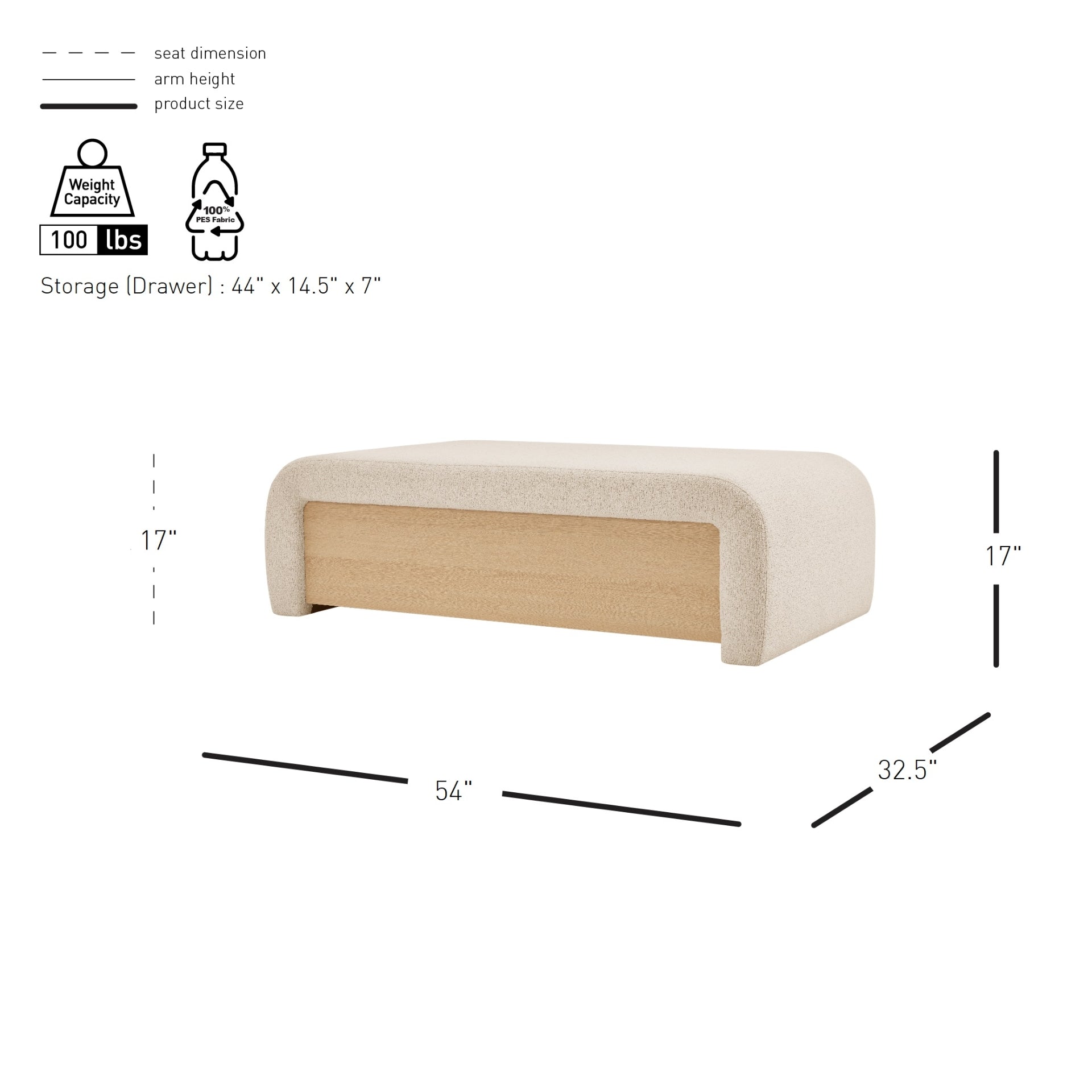 Tammy Fabric Storage Coffee Table/Ottoman - What A Room