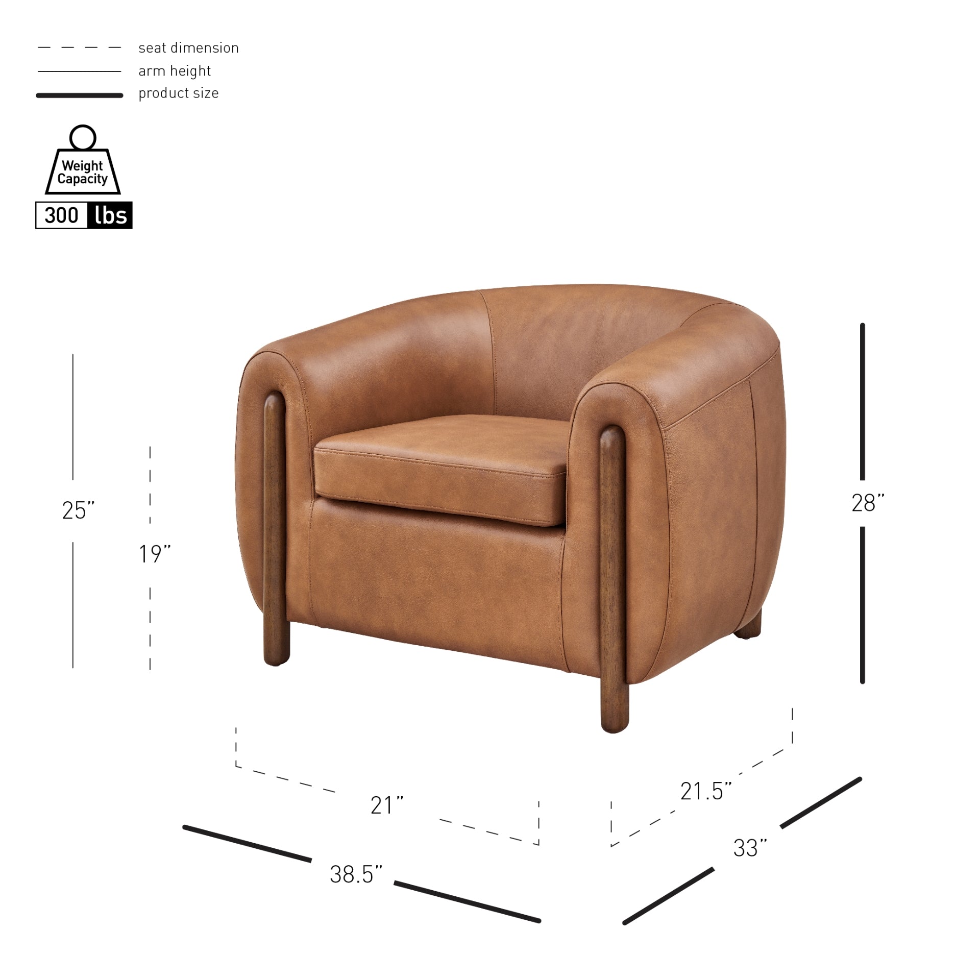 Cordelia Top Grain Leather Accent Arm Chair - What A Room