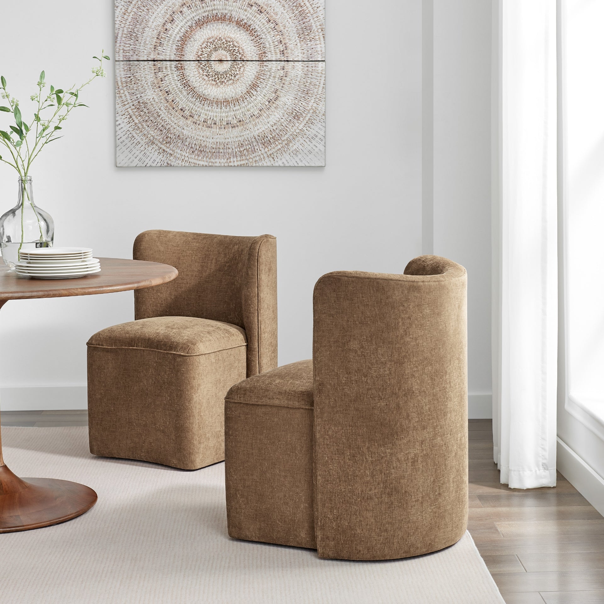 Morraine Chenille Dining Side Chair w/ Casters - What A Room