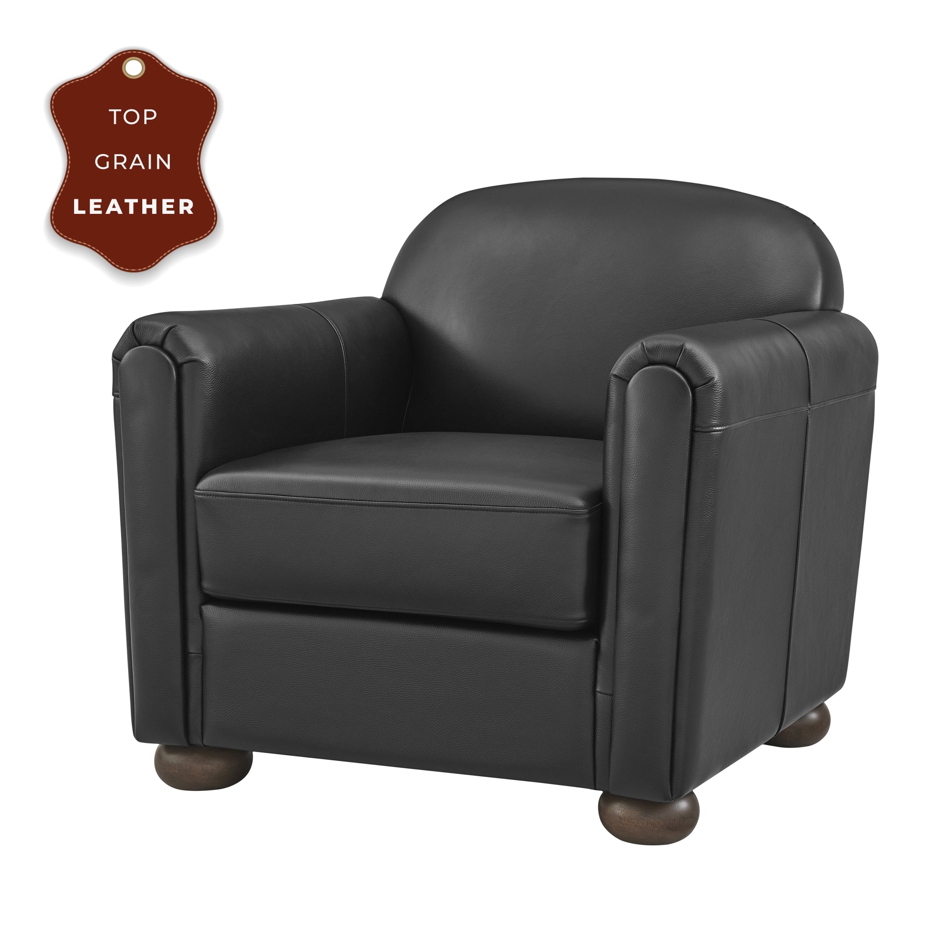 Grandora Top Grain Leather Accent Arm Chair - What A Room
