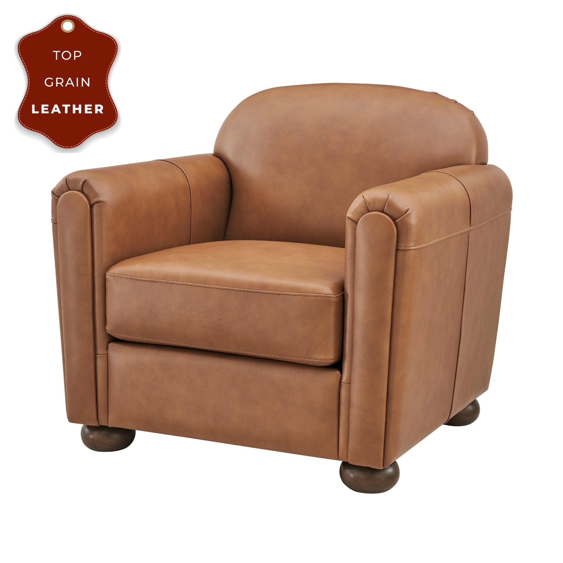 Grandora Top Grain Leather Accent Arm Chair - What A Room