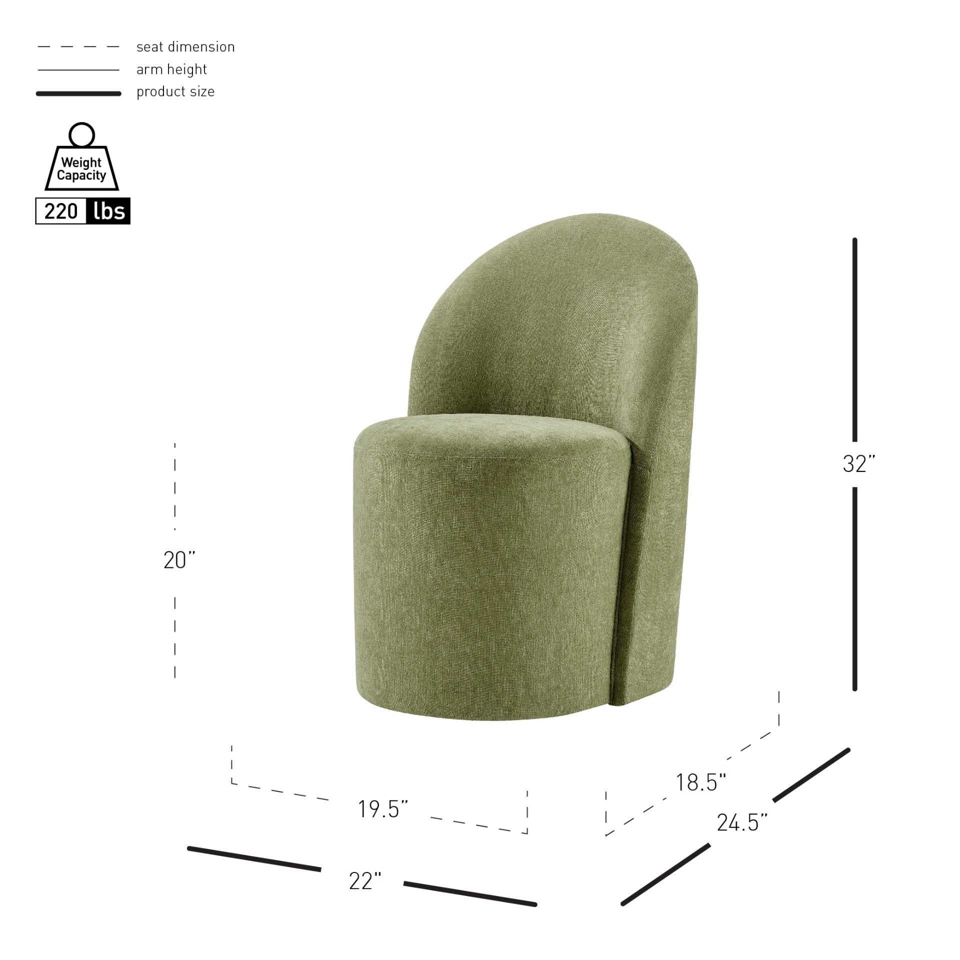 Cabrina Chenille Dining Side Chair w/ Casters - What A Room