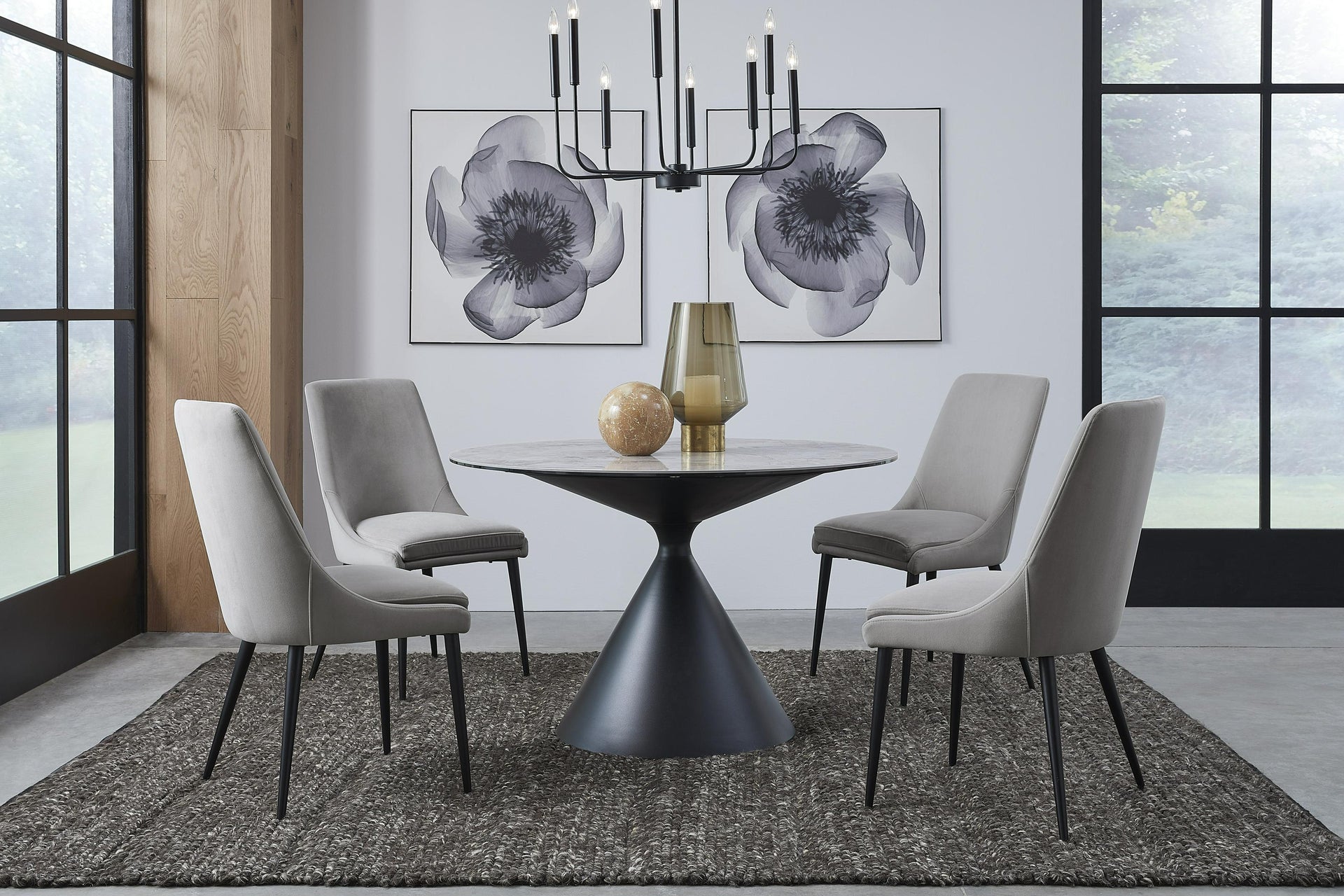 Winston Stone Top Metal Base Round Dining Table in Grigio - What A Room