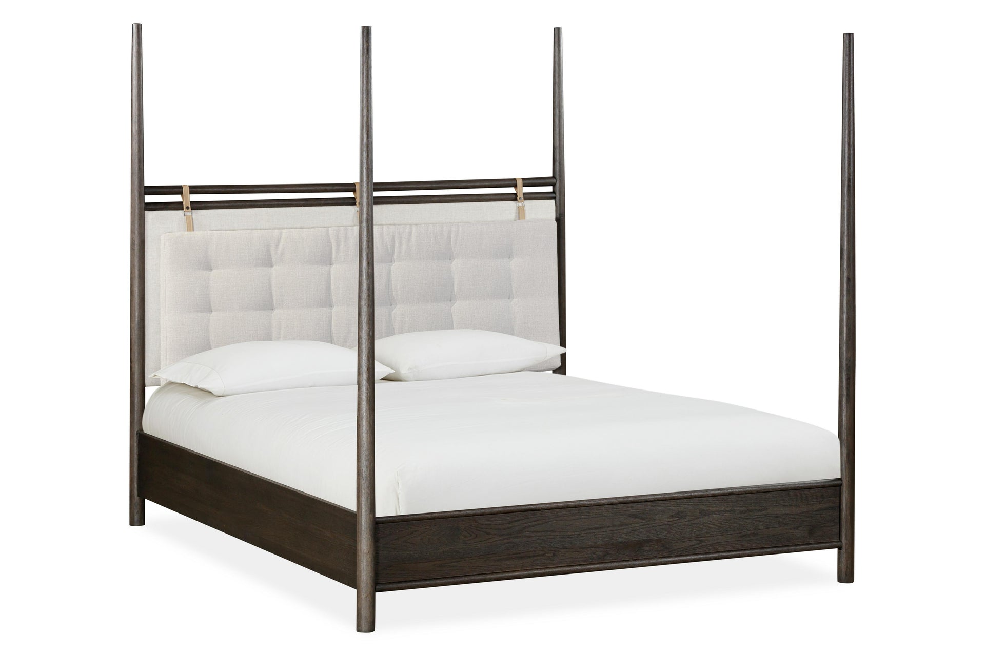 Rockport Upholstered Poster Bed in Yin and Turtle Dove Linen - What A Room