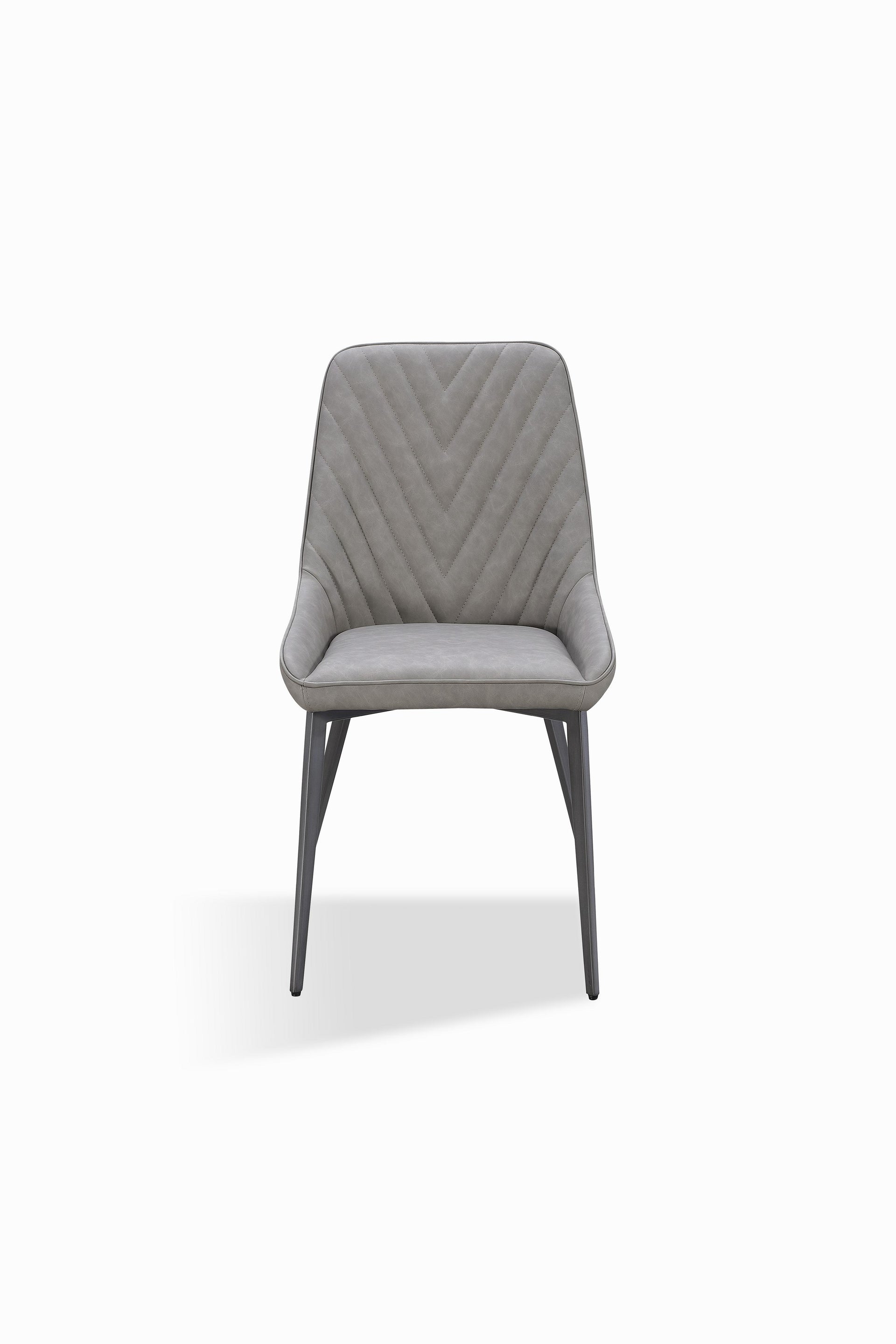 Lucia Metal Leg Upholstered Dining Chair in Anchor Gray Synthetic Leather and Gunmetal (Set of 2) - What A Room