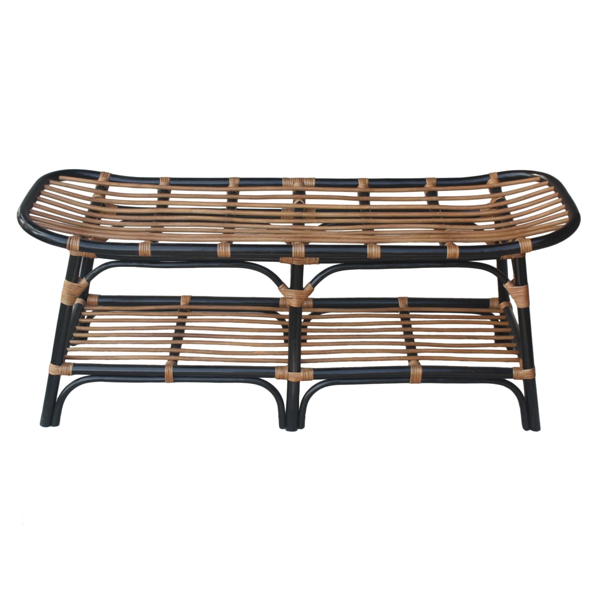 Damara Rattan Bench w/ Shelf - What A Room