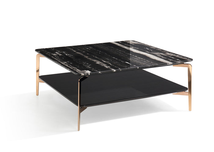 Modrest Dorian Modern Black Marble & Ebony Square Coffee Table - What A Room