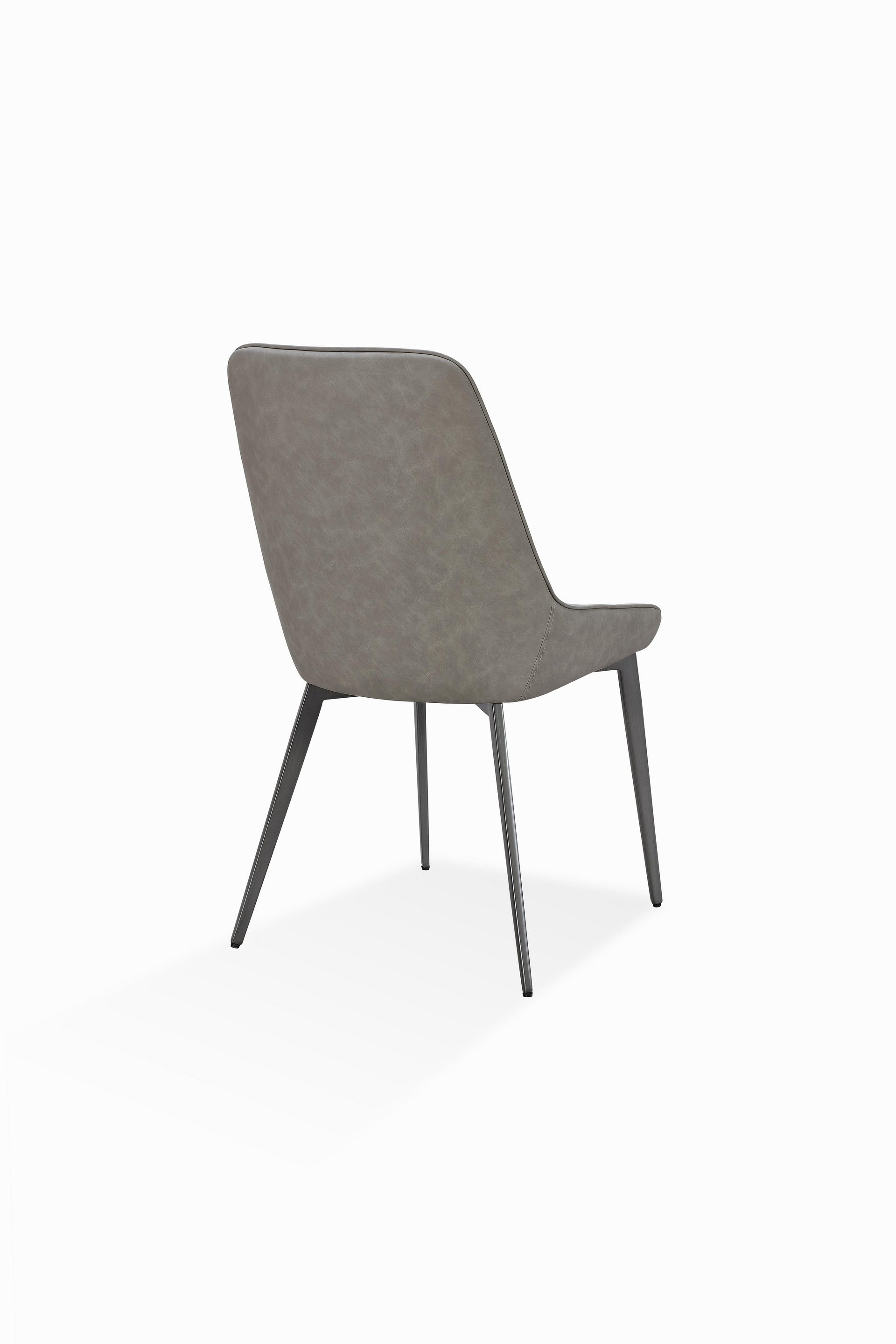 Lucia Metal Leg Upholstered Dining Chair in Anchor Gray Synthetic Leather and Gunmetal (Set of 2) - What A Room