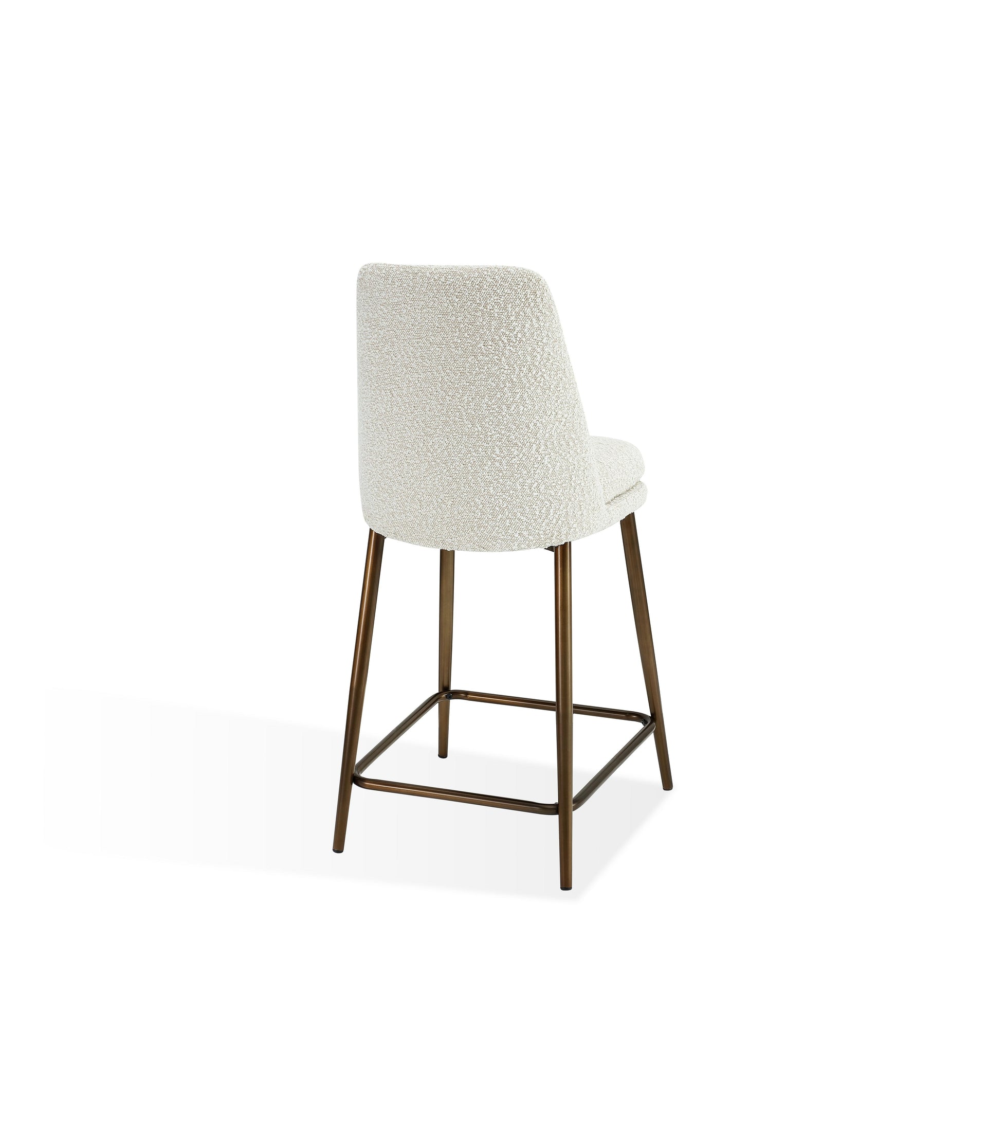 Wyatt Upholstered Counter Stool in Ricotta Boucle and Bronze Metal - What A Room
