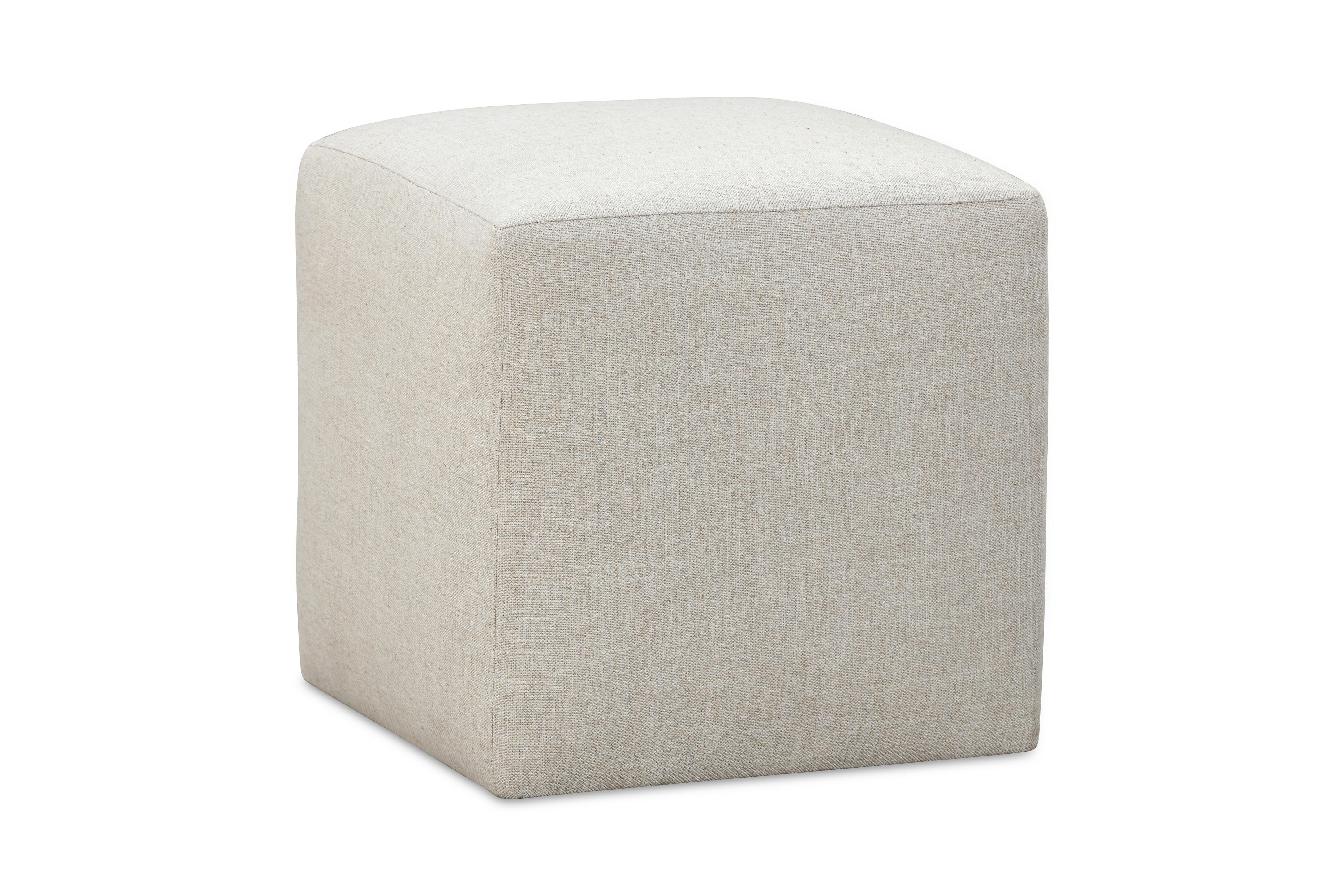 Liv Fully Upholstered Dining Ottoman in Natural Linen - What A Room