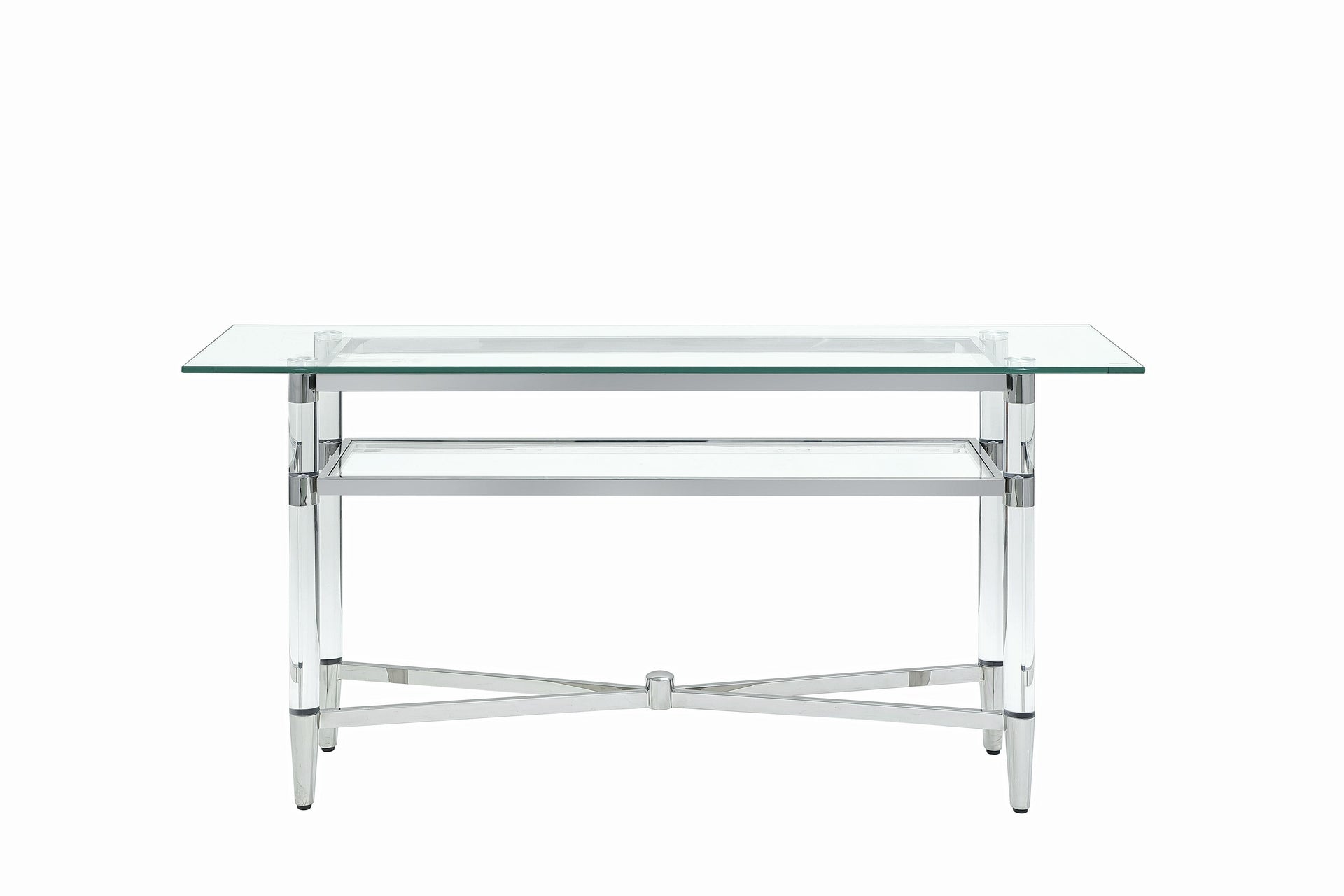 Marilyn Glass Top Dining Server in Polished Stainless Steel and Clear Acrylic - What A Room