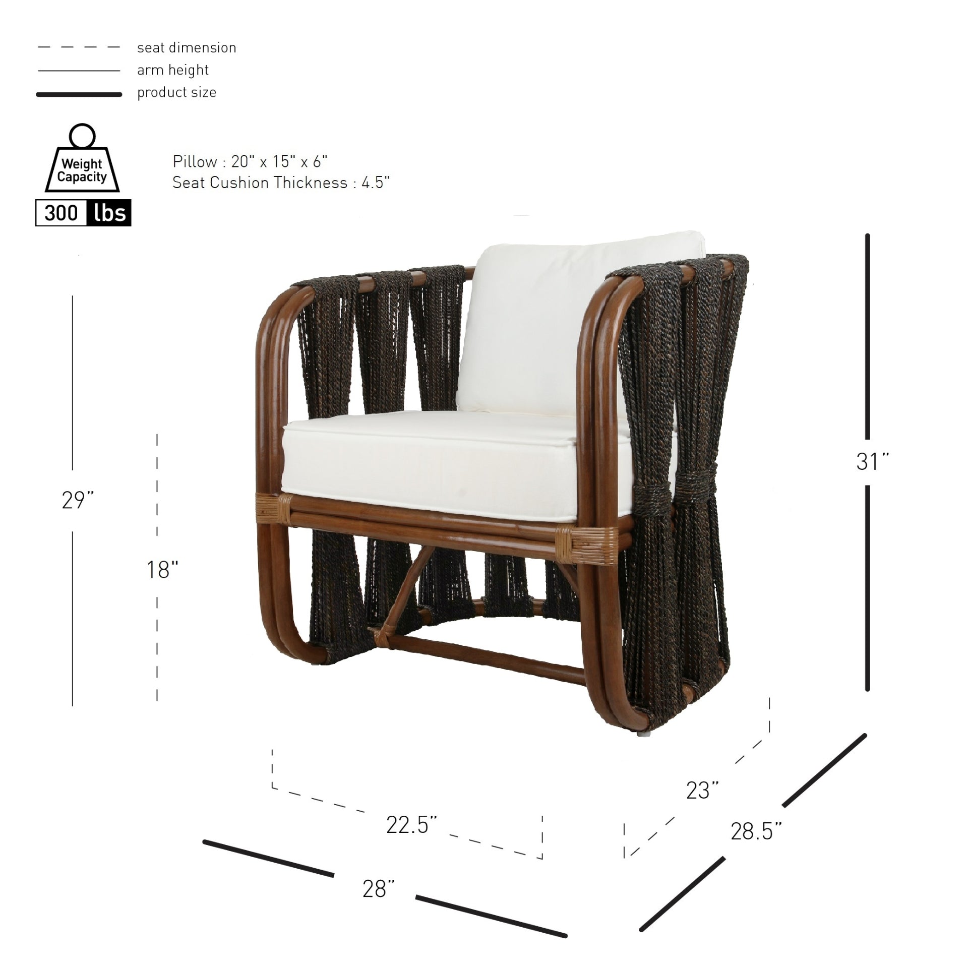 Shanaya Rattan Accent Arm Chair w/ Abaca - What A Room
