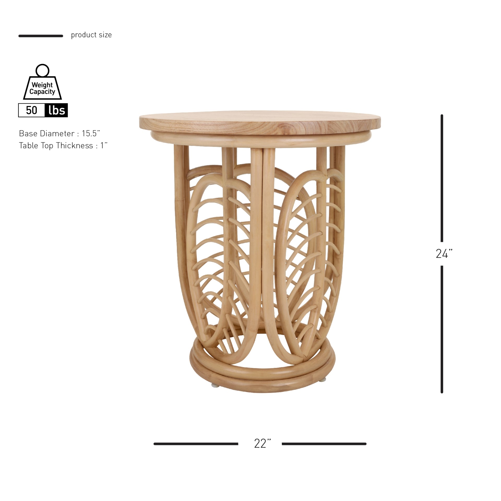 Ayra Rattan Side/End Table w/ Wood Top - What A Room