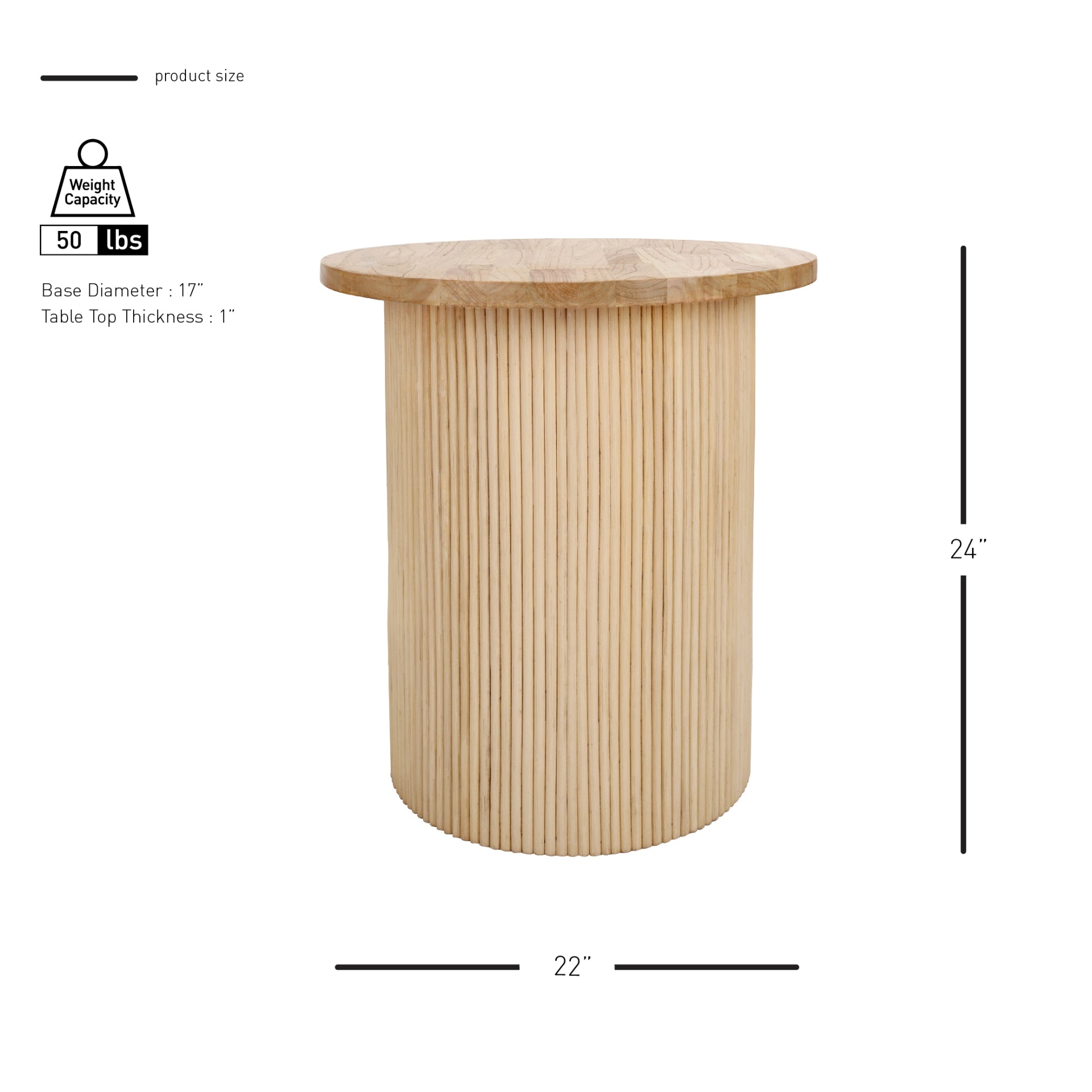 Kiefer Rattan Side/End Table w/ Wood Top - What A Room