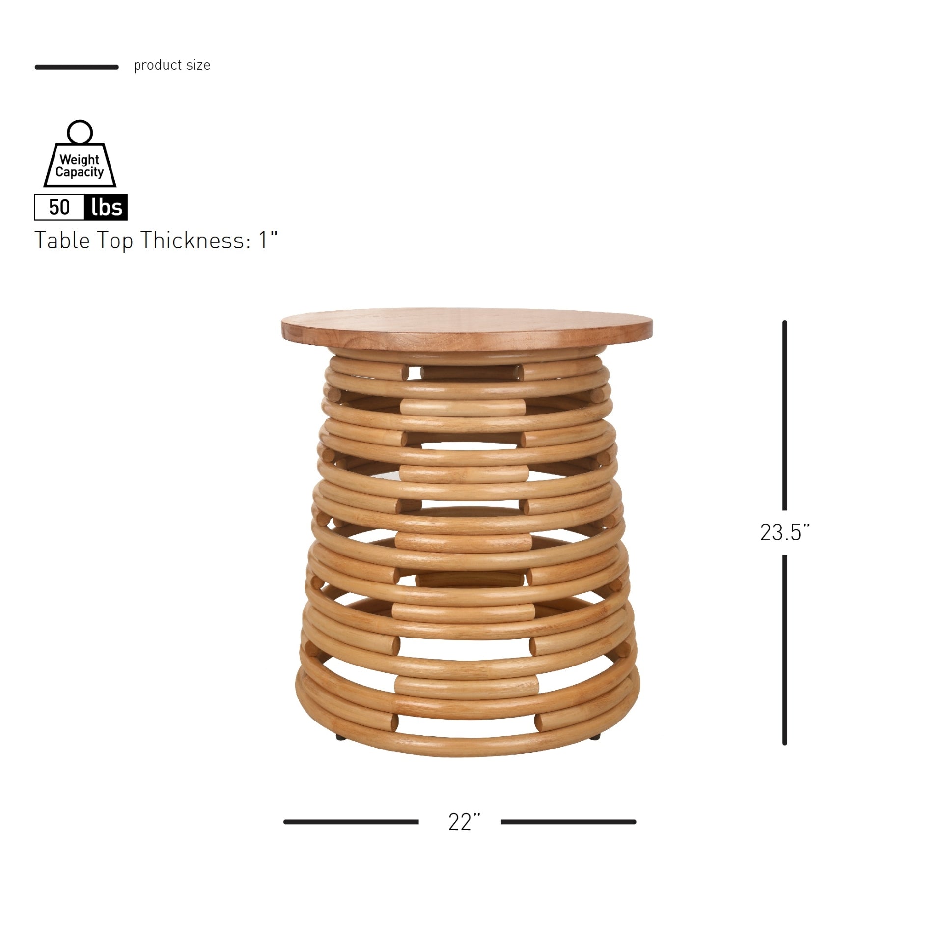 Zeke Rattan Side/End Table w/ Wood Top - What A Room