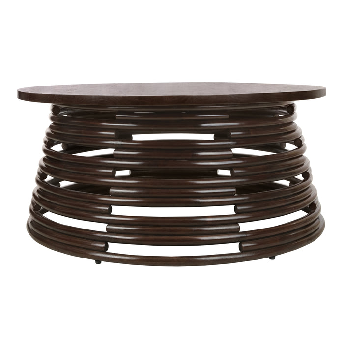 Zeke Rattan Coffee Table w/ Wood Top - What A Room