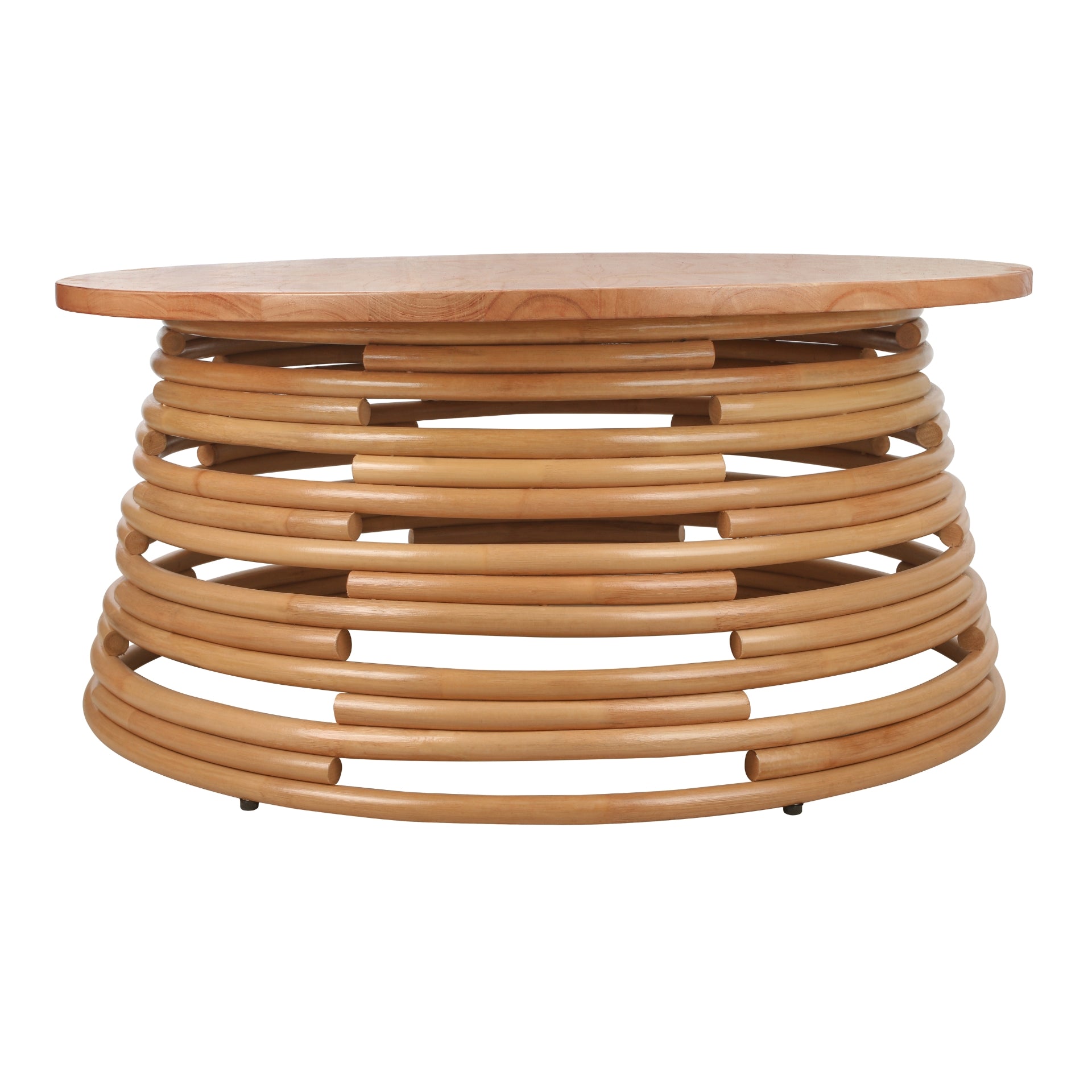 Zeke Rattan Coffee Table w/ Wood Top - What A Room