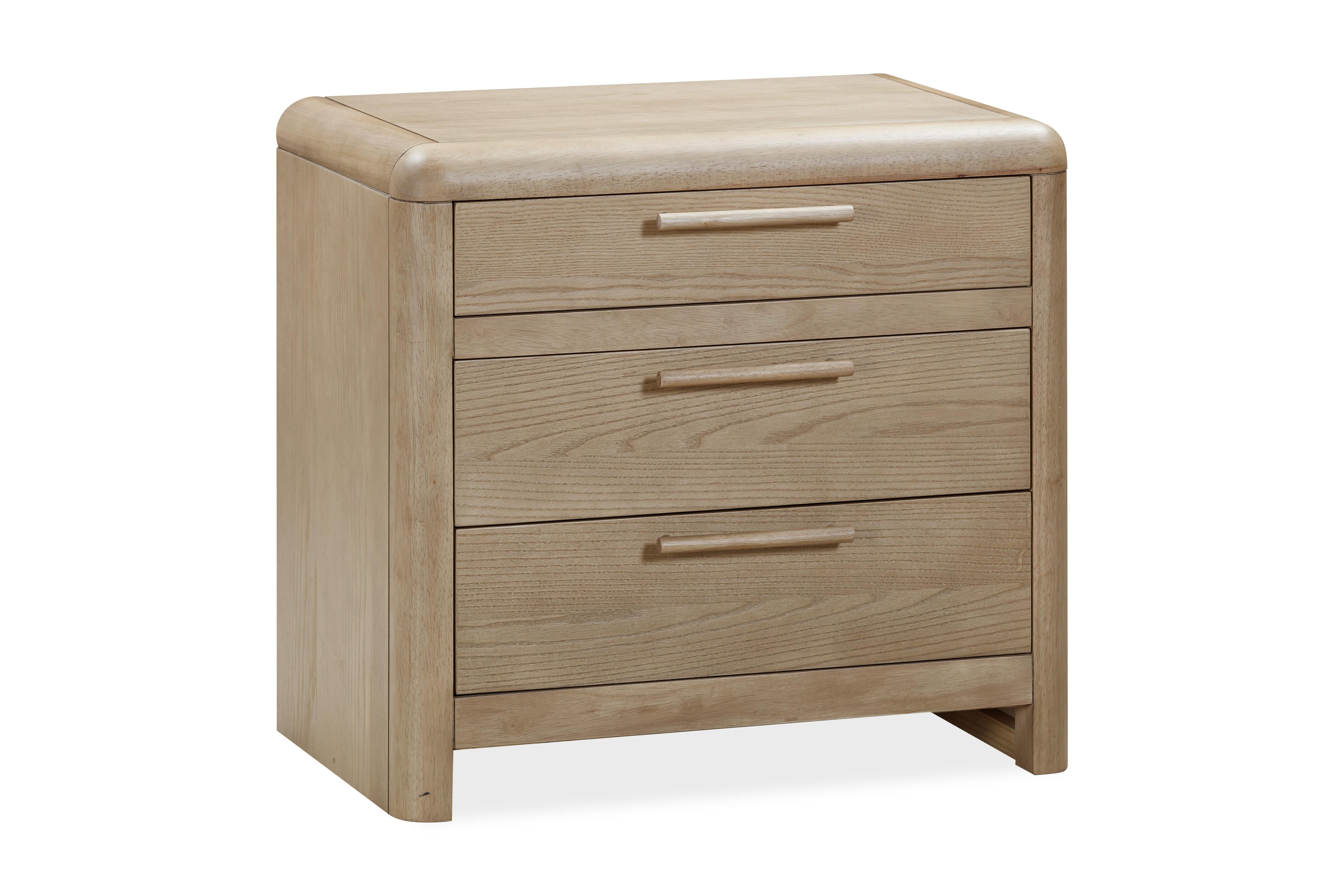 Furano Three Drawer Ash Wood Nightstand in Ginger - What A Room
