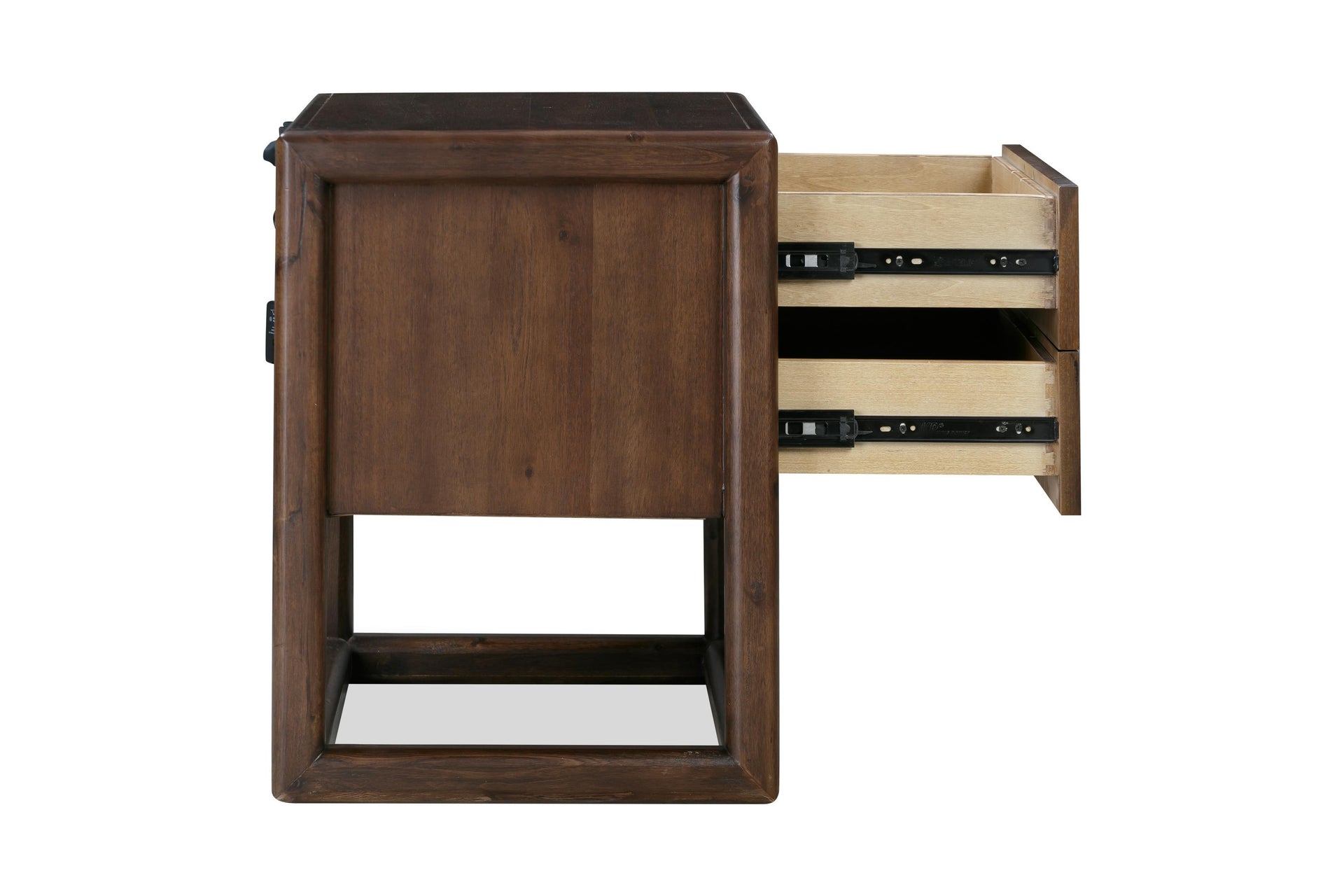 Sol Two Drawer USB-Charging Nightstand in Brown Spice - What A Room