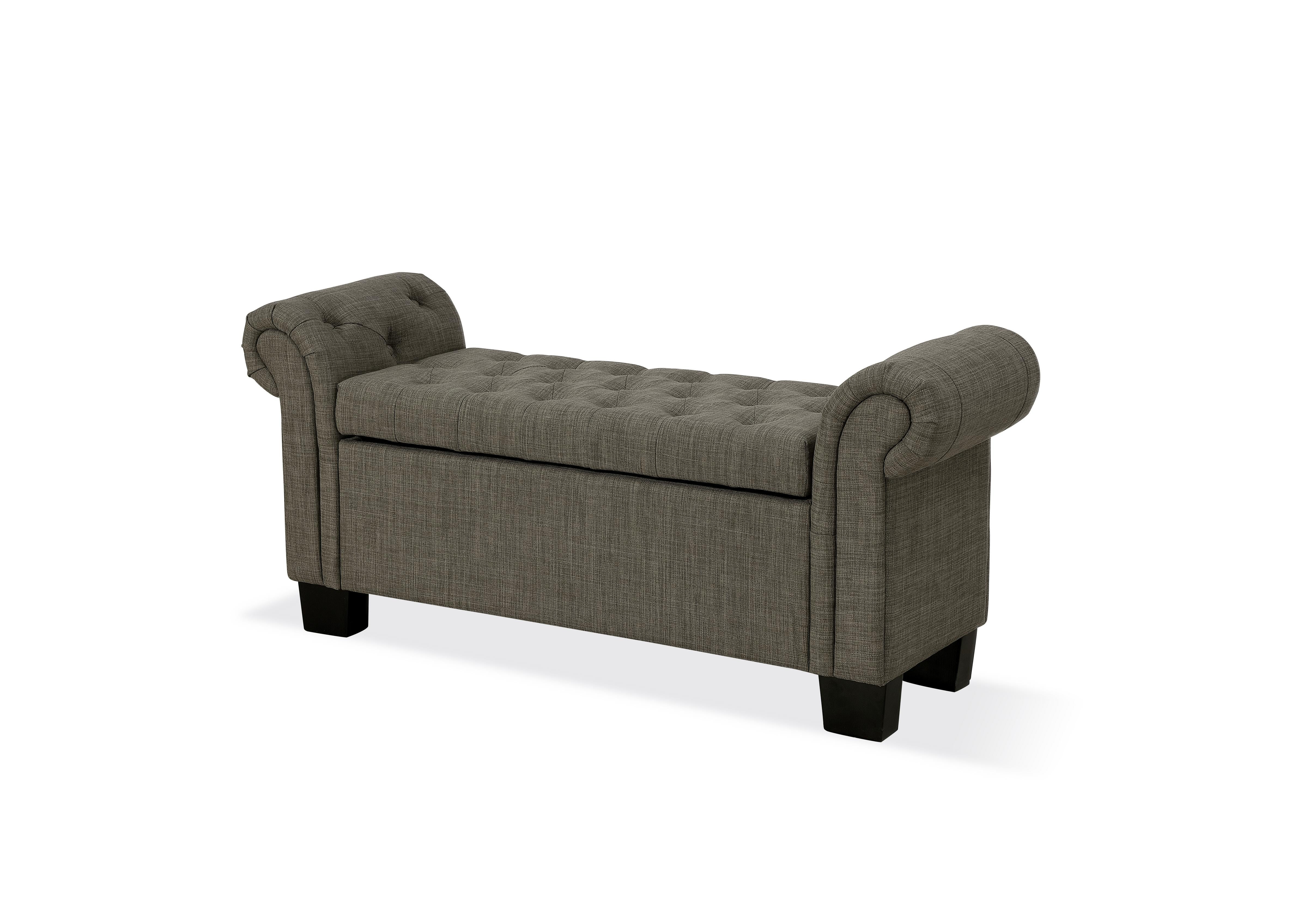 Royal Rolled Arm Storage Bench in Dolphin Linen - What A Room